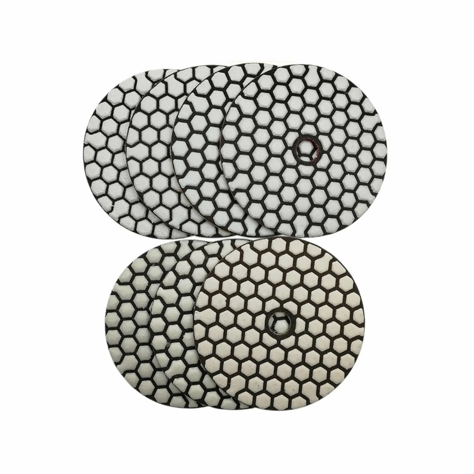 Suche diamentowe podkładki polerskie, Zestaw 7 diamentowych padów polerskich o gradacji mieszanej 4 cale do granitu i marmuru z podkładem(7pcs White Buff)