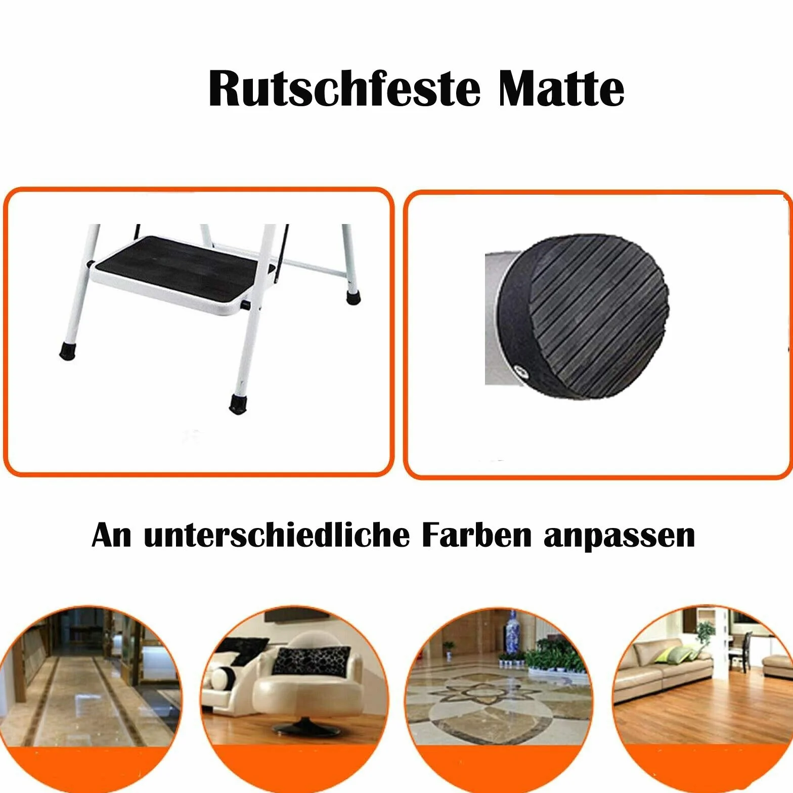 Komfortowa drabina ze stali, 4 stopnie z poręczą, wysoki uchwyt zabezpieczający, nóżki z podeszwami Soft-Grip, obciążenie do 150 kg, certyfikat TÜV Süd