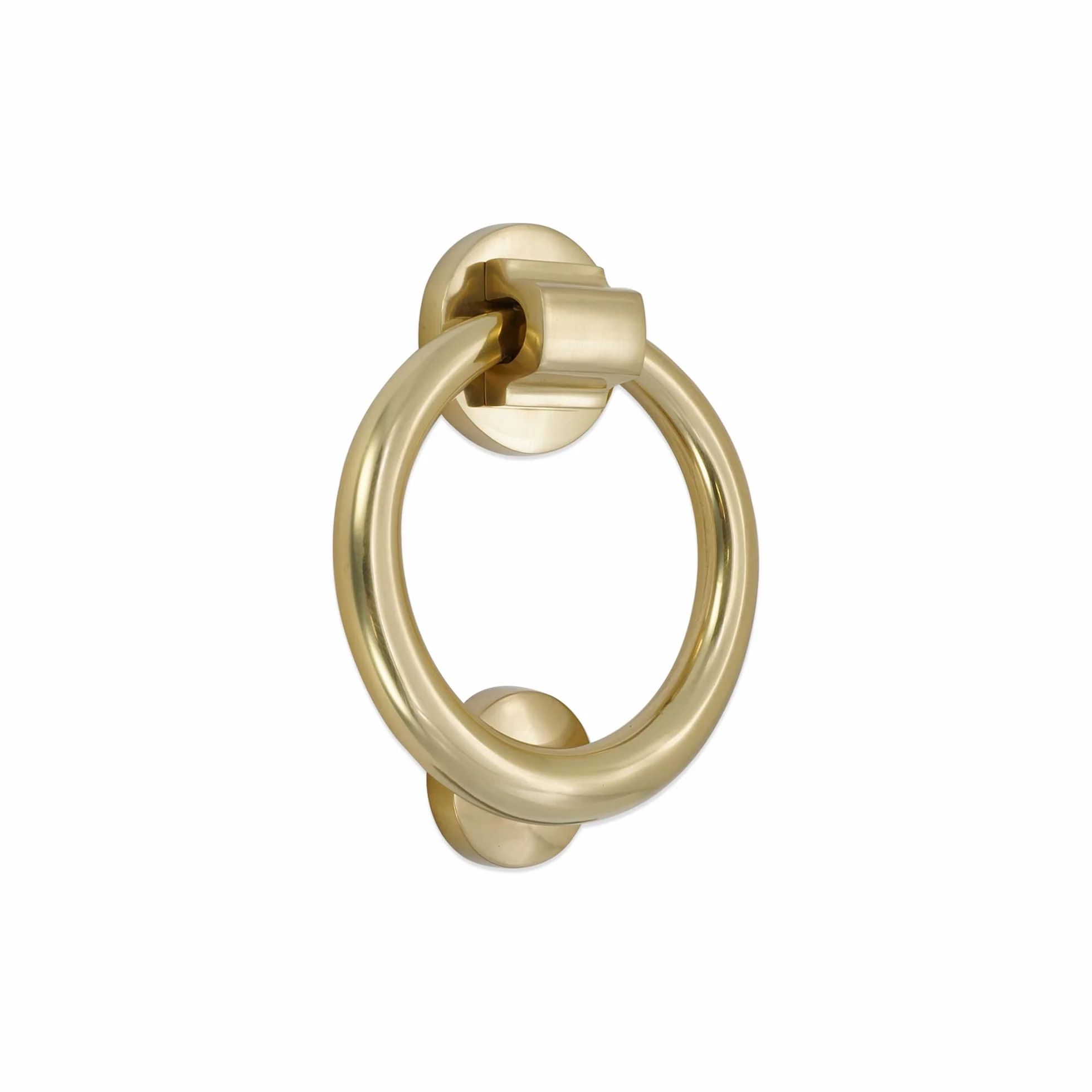 Infinity Decor Solid Brass 5” (12,7 cm) Kołatka do drzwi w kształcie pierścienia w polerowanej mosiądzowej końcówce – Wysokiej jakości ręczna kołatka do drzwi wejściowych