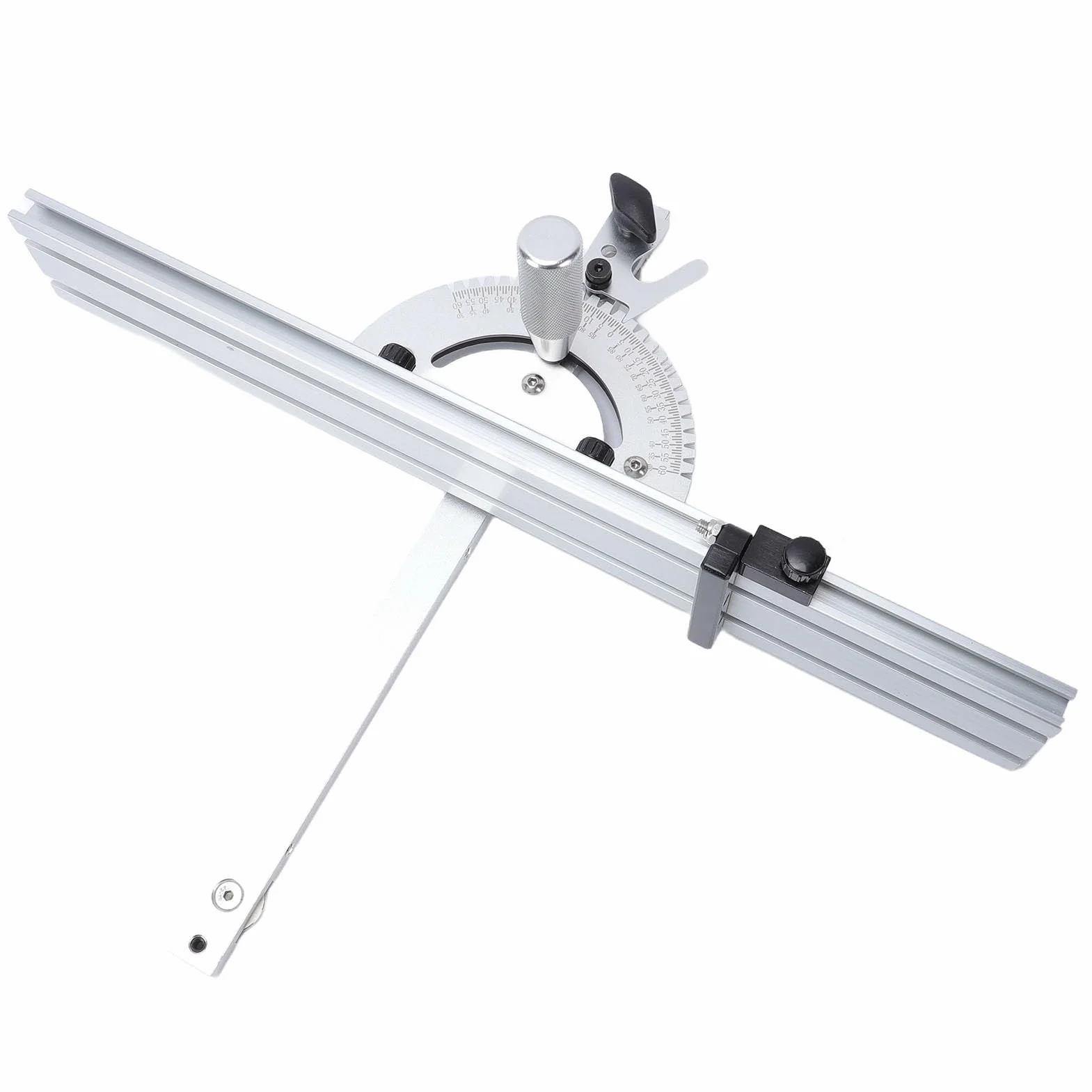 Headerbs Pilarka Stołowa ze Stopu Aluminium Miernik Kątowy 410 Mm Linijka Dociskowa z Regulowanym Kątem z Odchylanym Ogranicznikiem Szyna Ukośna 45 Stopni i Zdejmowana Płyta Podstawy do