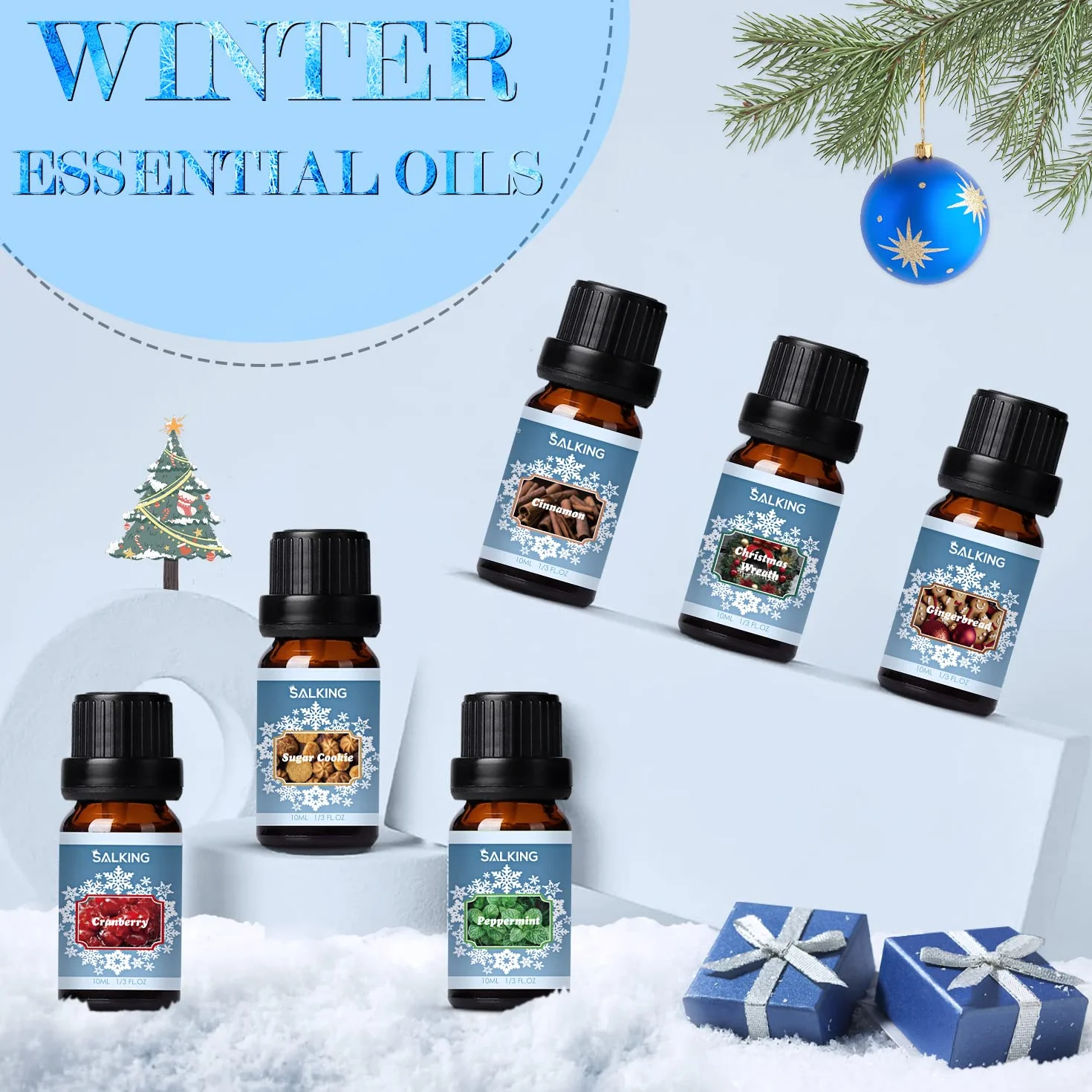 SALKING Zestaw olejków eterycznych 6 x 10 ml bio-aromaterapia do dyfuzora nawilżacza masażu
