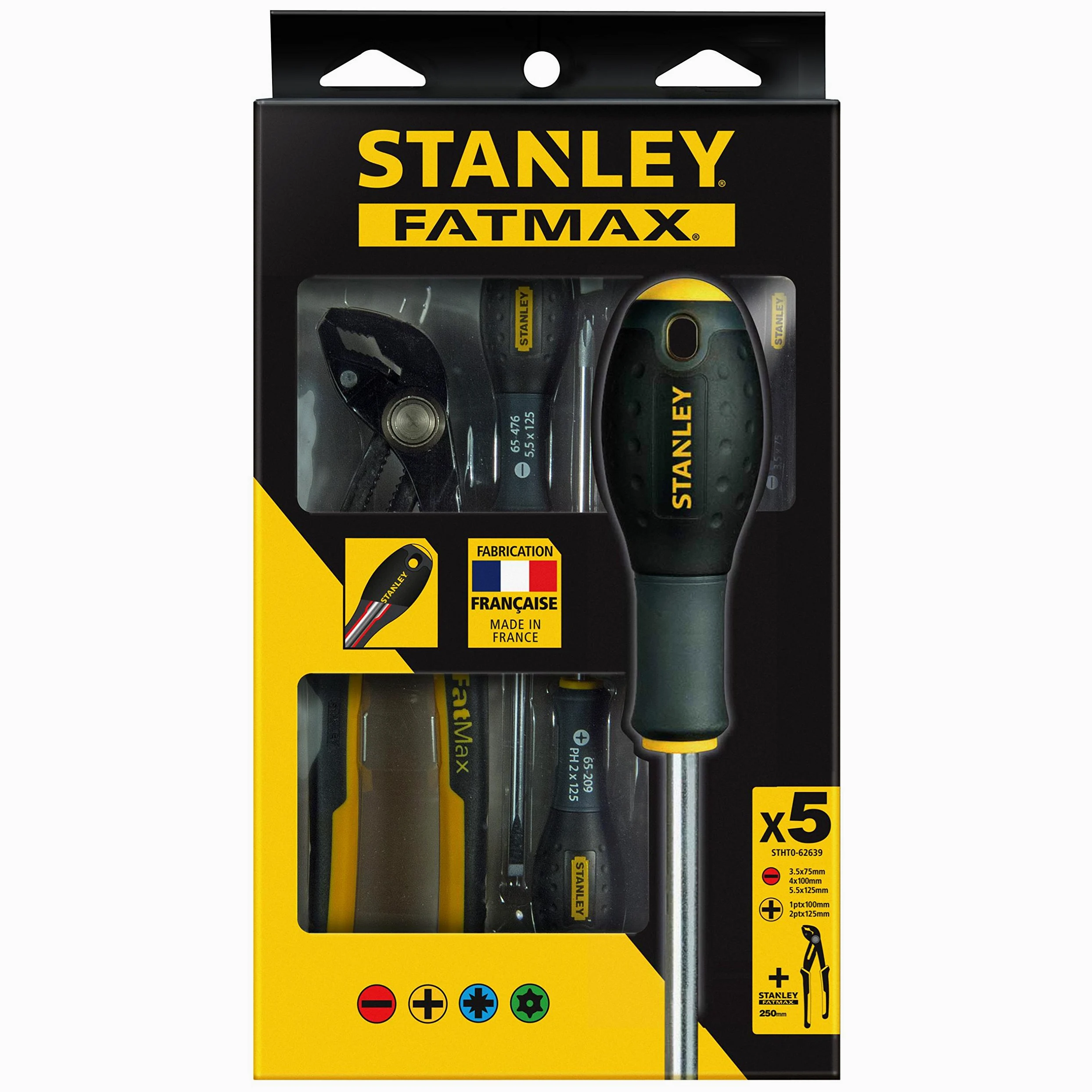 STANLEY Profesjonalny Juego destornilladores FatMax - juego 7 pîezas plana/phillips/szczypce pico loro dla profesjonalistów i majsterkowiczów do codziennego użytku ergonomiczna konstrukcja
