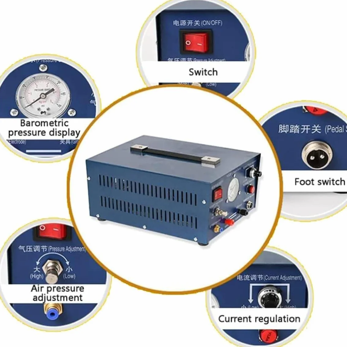 400W Mini Spot Spawarka Złota Srebrna Biżuteria Spawarka laserowa z uchwytem narzędziem, Automatyczna spawarka biżuterii punktowa, dla złota srebrna platyna z pedałem nożnym 50A