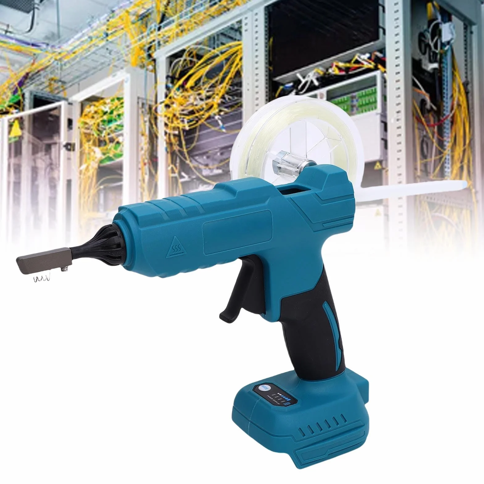 Pistolet do Klejenia Niewidocznych Przewodów światłowodowych, Pistolet do Klejenia na Gorąco 220℃ z Wyciętym Otworem i kolumną Mocowania Korytka Kablowego,