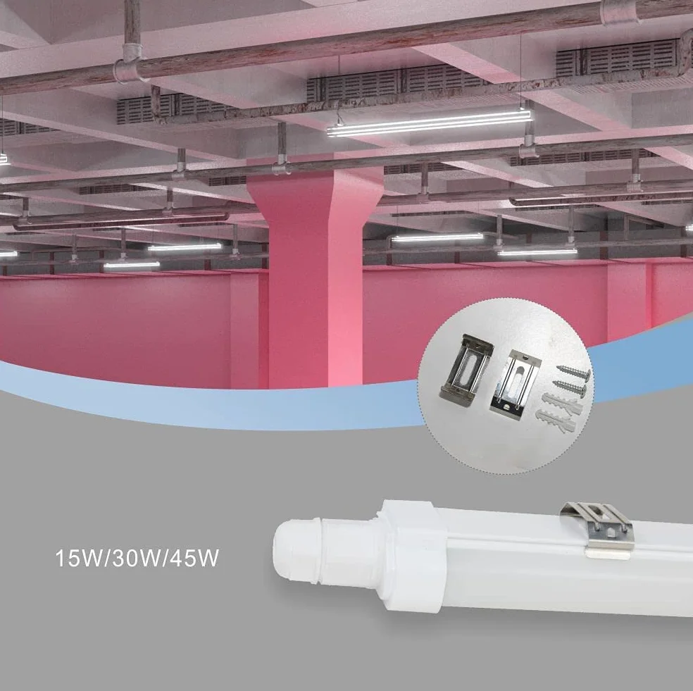 Listwa świetlna LED 1,2 m, 1 szt., wodoodporna, zintegrowana lampa rurowa, 30 W, 1,2 m, 3420 lm, IP65 6500 K, zimna biel, z wbudowanym złączem śrubowym