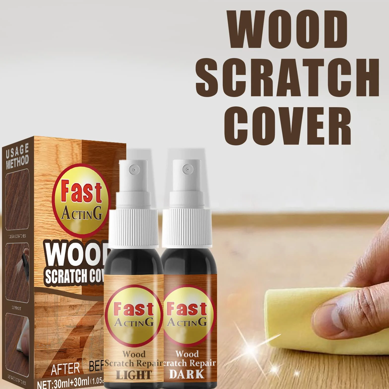 Usuwanie zarysowań z parkietu, Wood Floor Scratch Remover, 2 sztuki zestaw do usuwania zarysowań, szybko działający środek do polerowania mebli do wykańczania drewnianych stołów/łóżek/podłóg