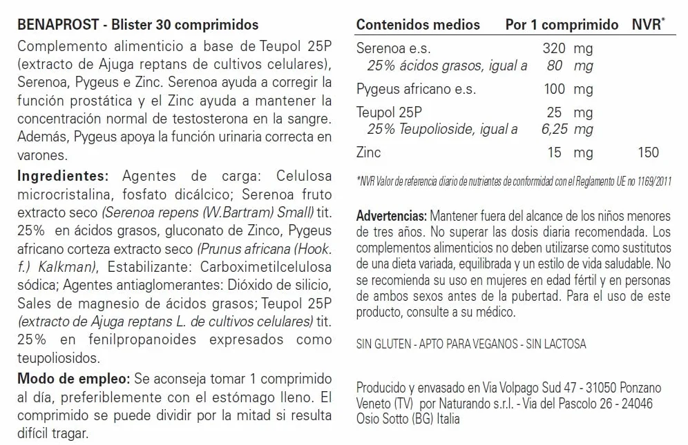 NATURANDO BENAPROST 30 comprimés, tworzywo sztuczne, biały