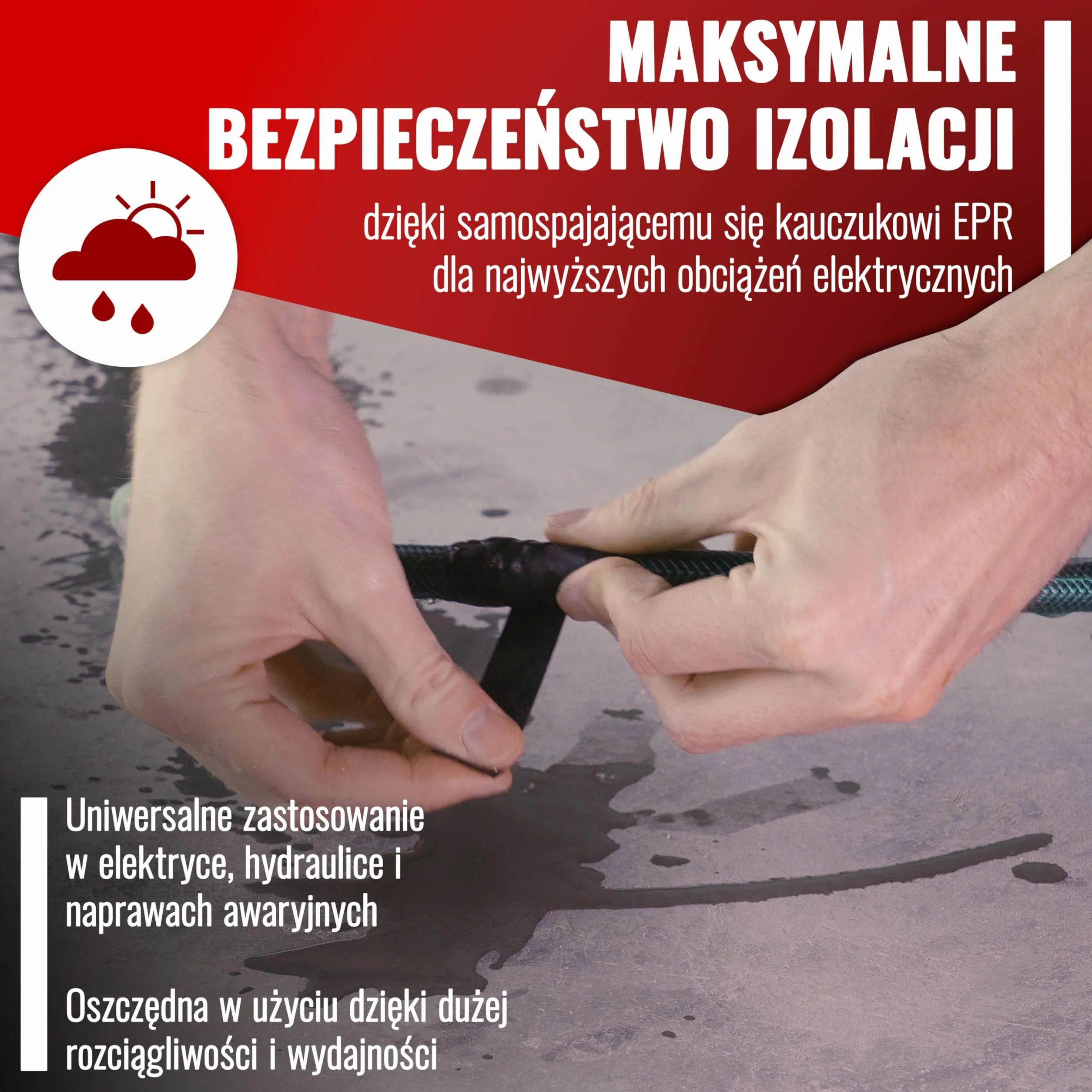 Poppstar samowulkanizująca taśma izolacyjna, uniwersalna, 5m x 19mm x 0,76mm, czarna, 1 rolka