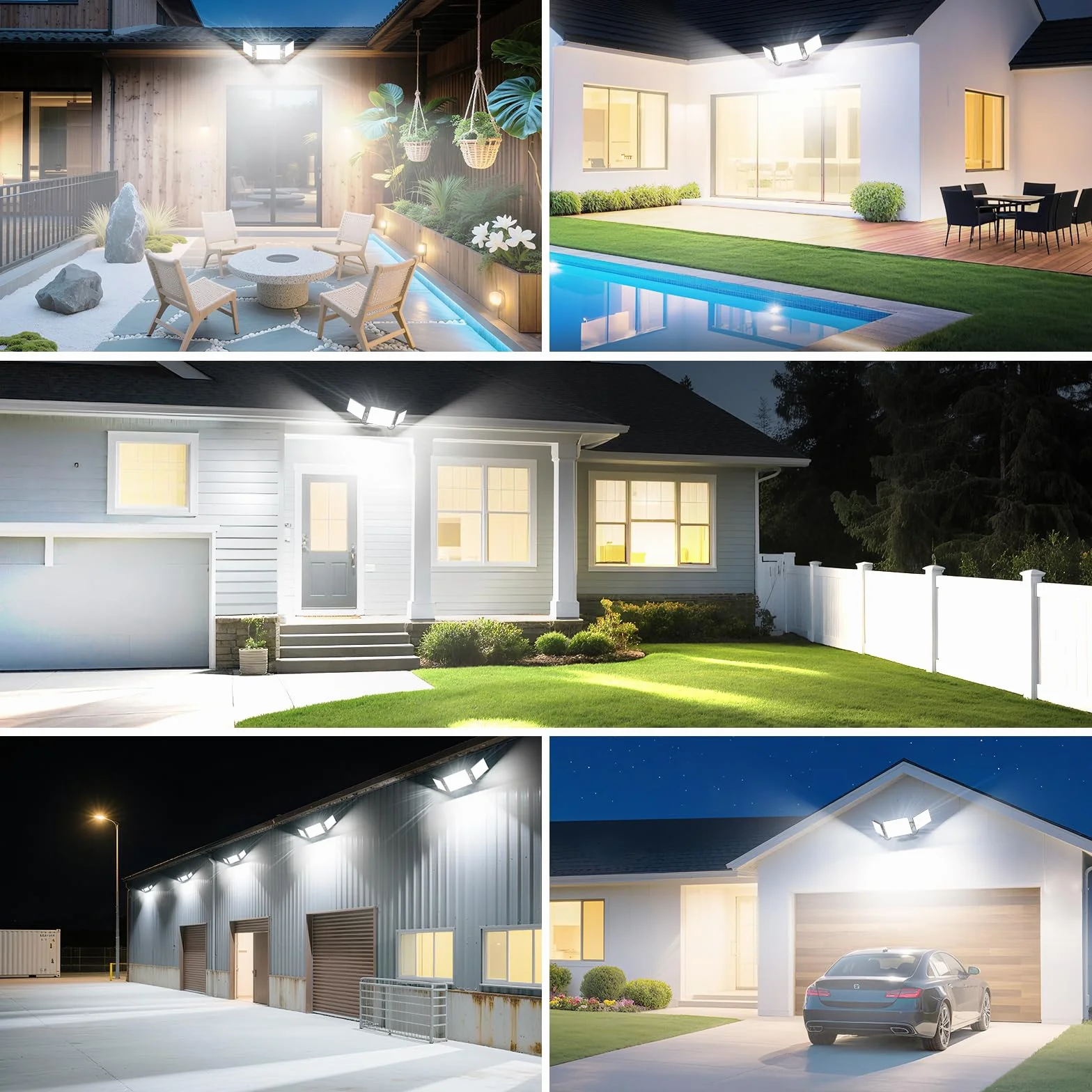 papasbox Reflektor zewnętrzny LED, 200 W, do ogrodu, garażu, na boisko sportowe