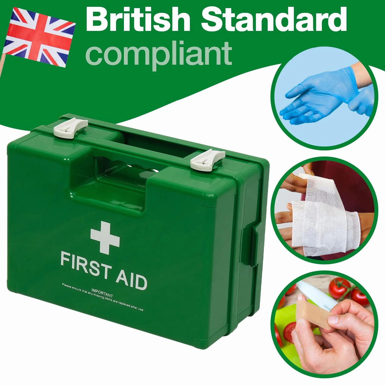Zestaw pierwszej pomocy Safety First Aid Deluxe z uchwytem ściennym BS 8599 średni