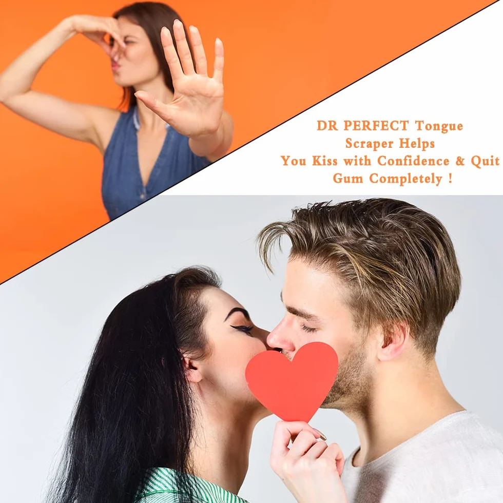 DR PERFECT Miękka szczotka do czyszczenia języka pomaga zwalczać nieświeży oddech, oczyścić język bez zranienia, opakowanie 4 szt. (zielony fioletowy niebieski róż))