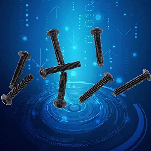 50 szt. stal czarna śruba guzikowa M3 śruba z łbem sześciokątnym z łbem okrągłym (M3 x 16 mm)