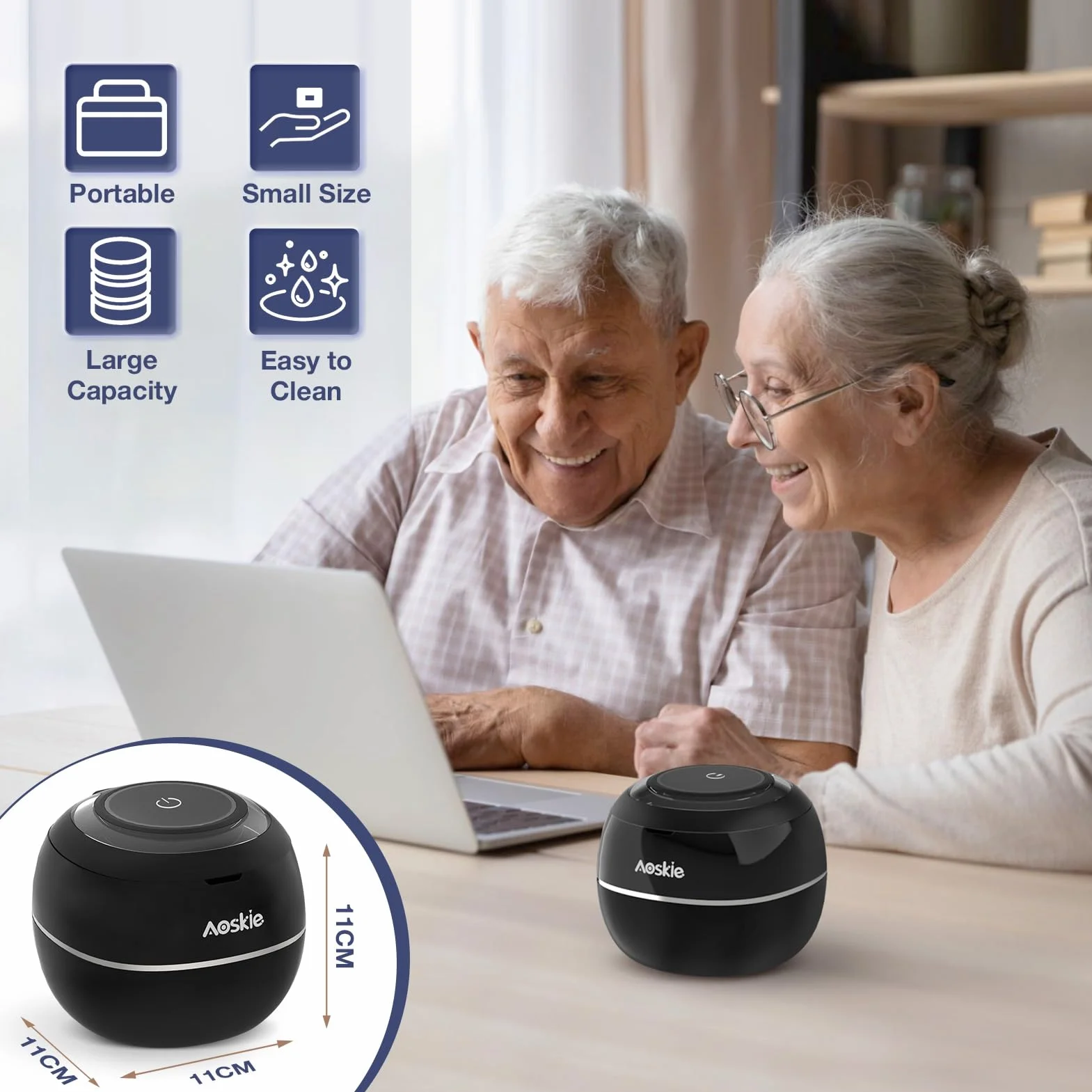 Aoskie 42kHz/30W Ultrasoniczny oczyszczacz do protez zębowych, alignerów, ochraniacz na usta, biżuteria, główka szczoteczki do zębów, ultradźwiękowe urządzenie czyszczące 180ML Przenośne urządzenie