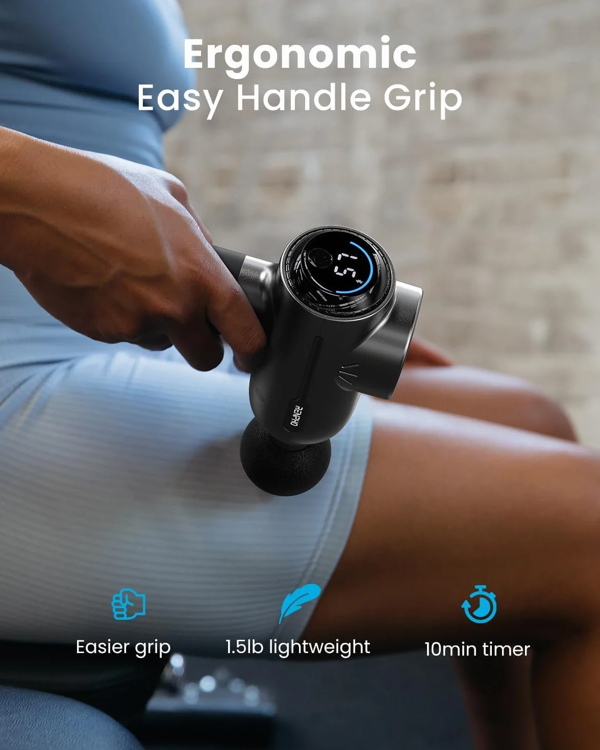RENPHO pistolet do masażu z Bluetooth, masażer głębokich tkanek LED dotykowy