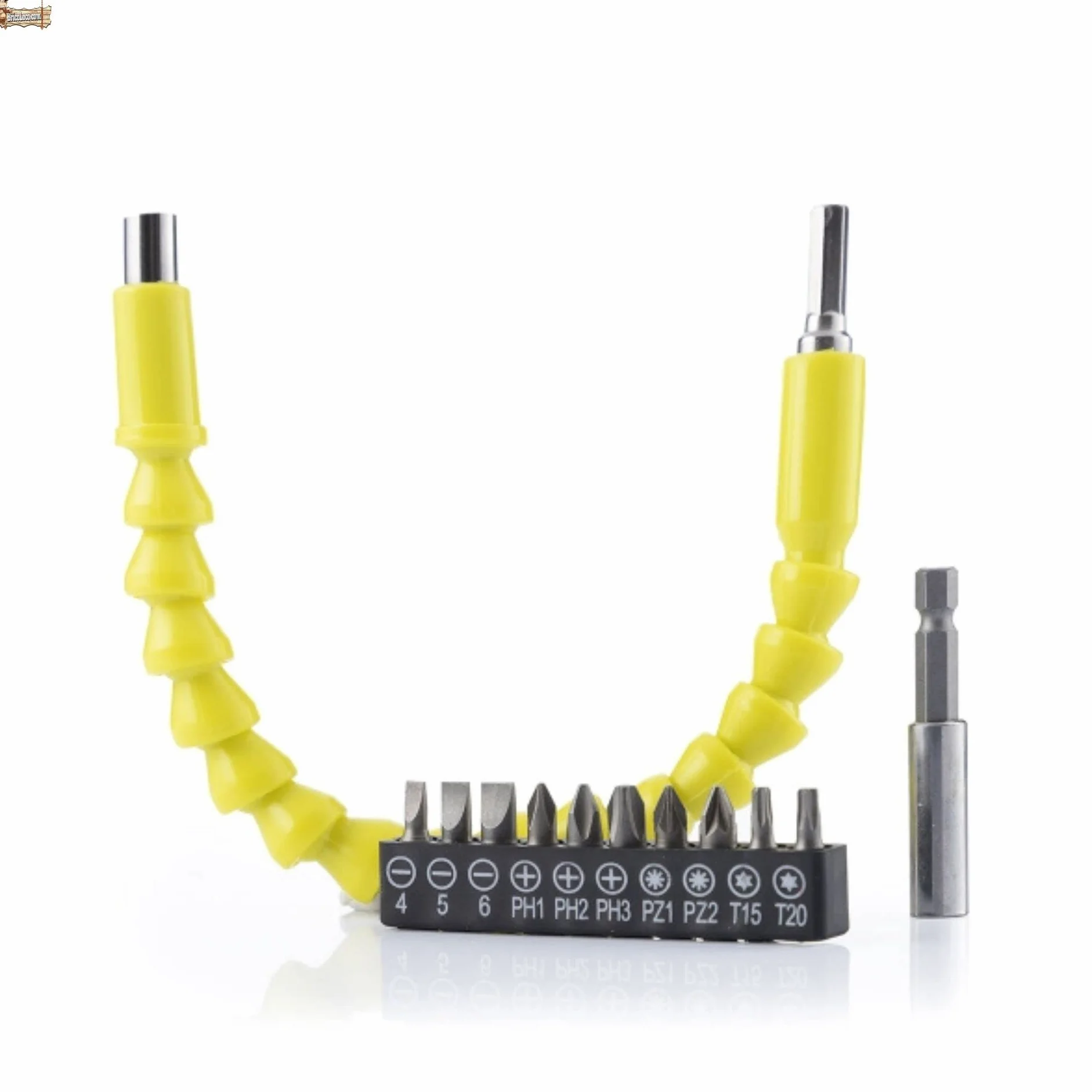 BricoLoco.com Zestaw akcesoriów do wiertarki Elastyczny przedłużacz do łatwego wkręcania w trudnych miejscach + adapter do wyrzynarki do wkrętarki.