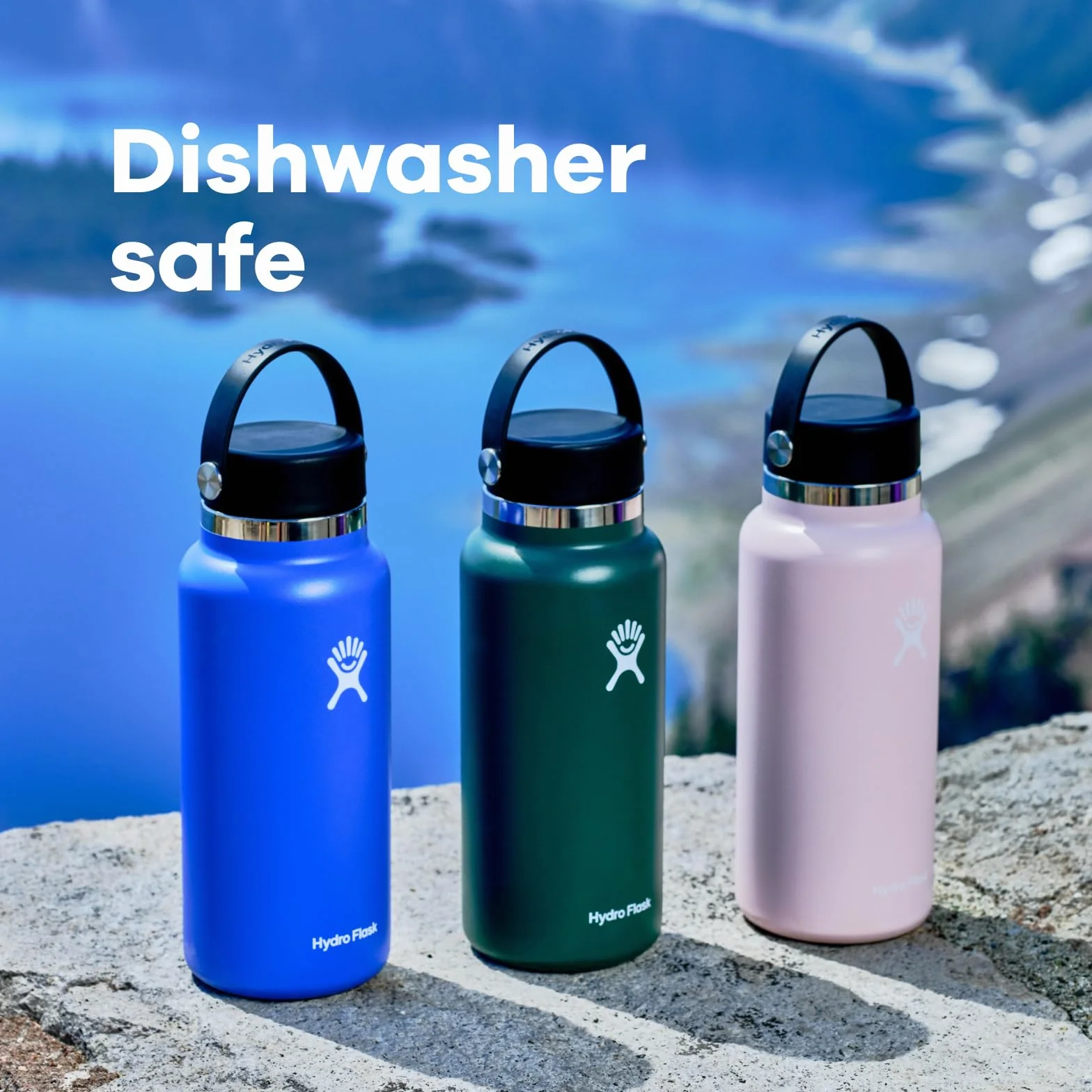 HYDRO FLASK – Butelka na wodę 946 ml (32 oz) – Izolowana próżniowo butelka na wodę ze stali nierdzewnej ze szczelną zakrętką Flex z uchwytem – Bez BPA – Szeroki gwint – Kolor - Black