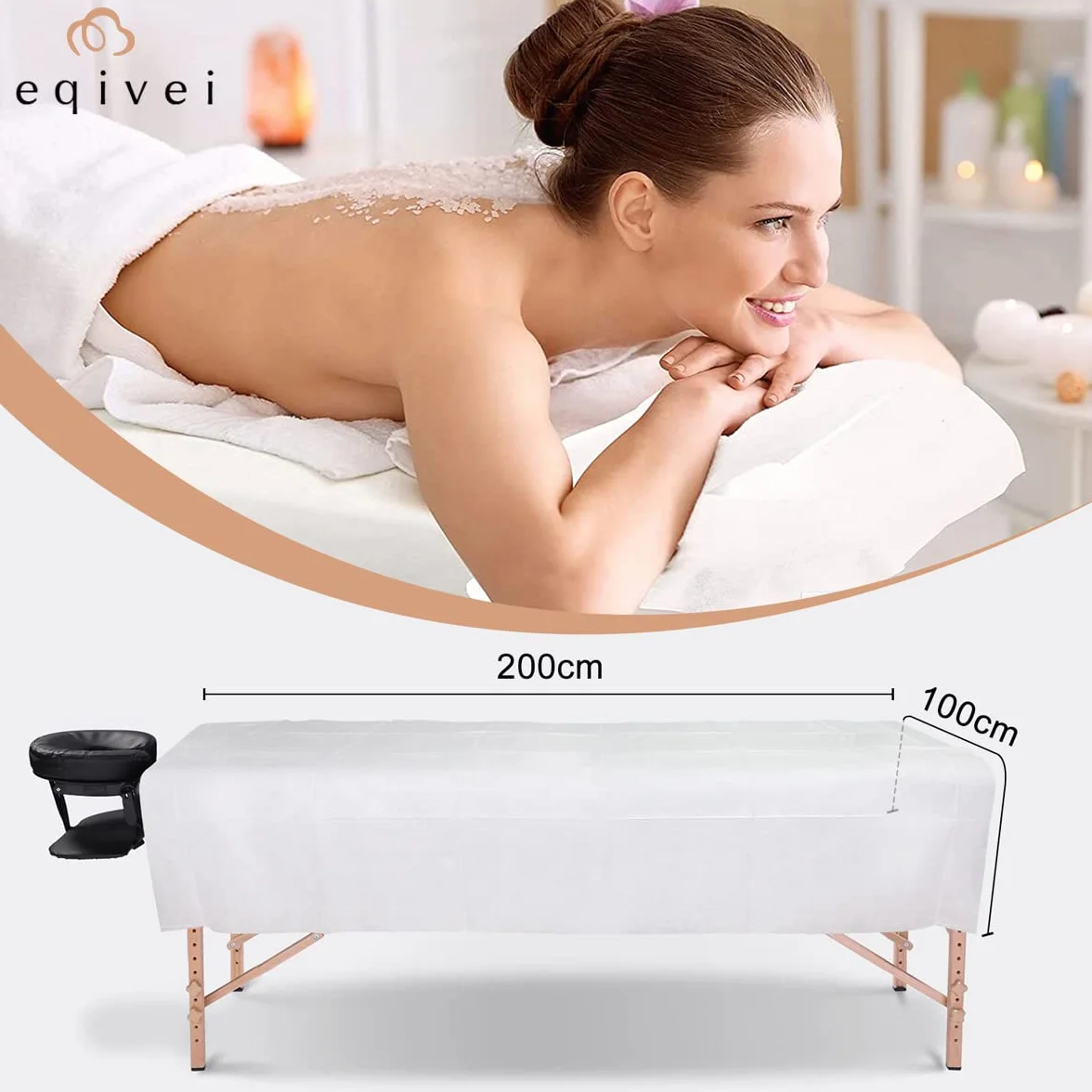 Jednorazowe nakładki na stół do masażu 100 x 200 cm z włókniny (50 szt.)