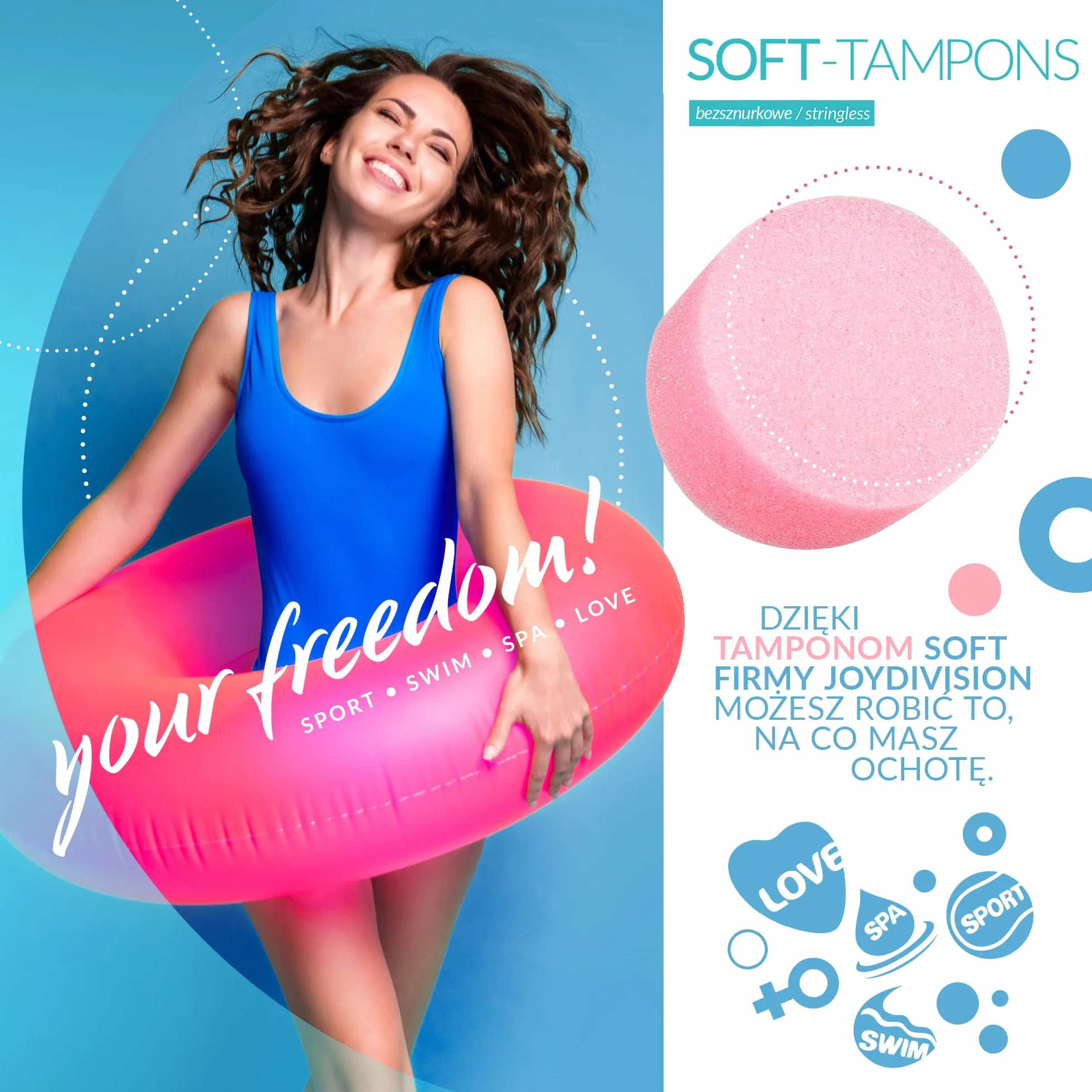 JOYDIVISION Soft-Tampons professional 50 szt Tampony bez sznurka Gąbeczka menstruacyjna ultra soft
