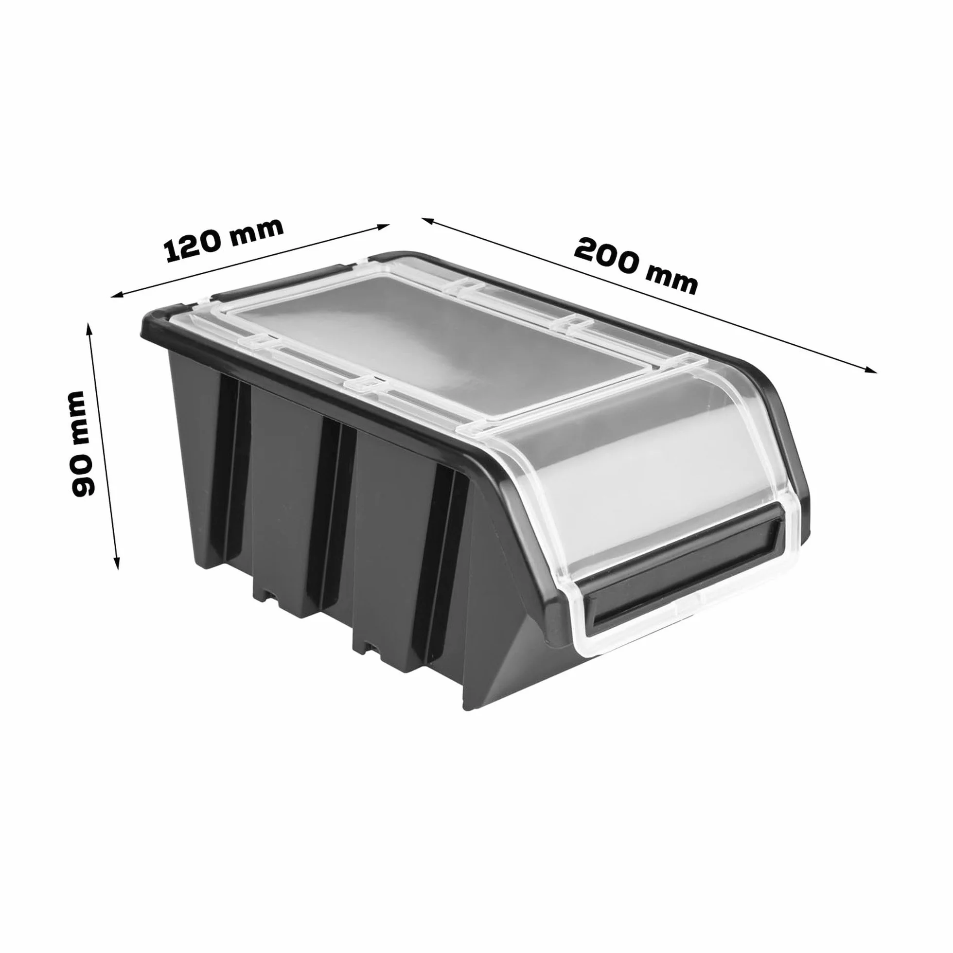 Metalowa ścianka narzędziowa 117 x 72 cm, system przechowywania z uchwytami na narzędzia, hakami narzędziowymi i 9 pudełkami do układania w stos 120 x 200 x 90 mm, kolor: czarny, deska perforowana do