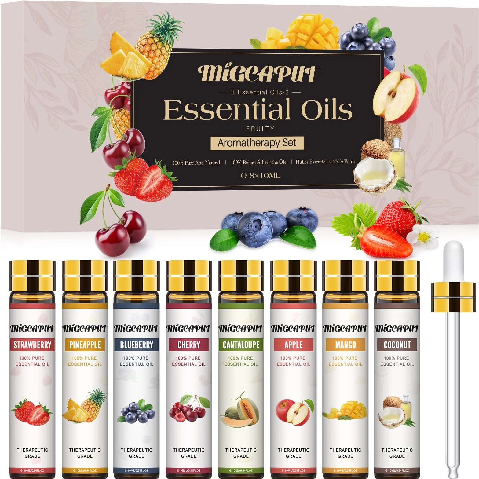 Olejki Eteryczne Zestaw 8 x 10ML Naturalny Aromaterapia Owocowe
