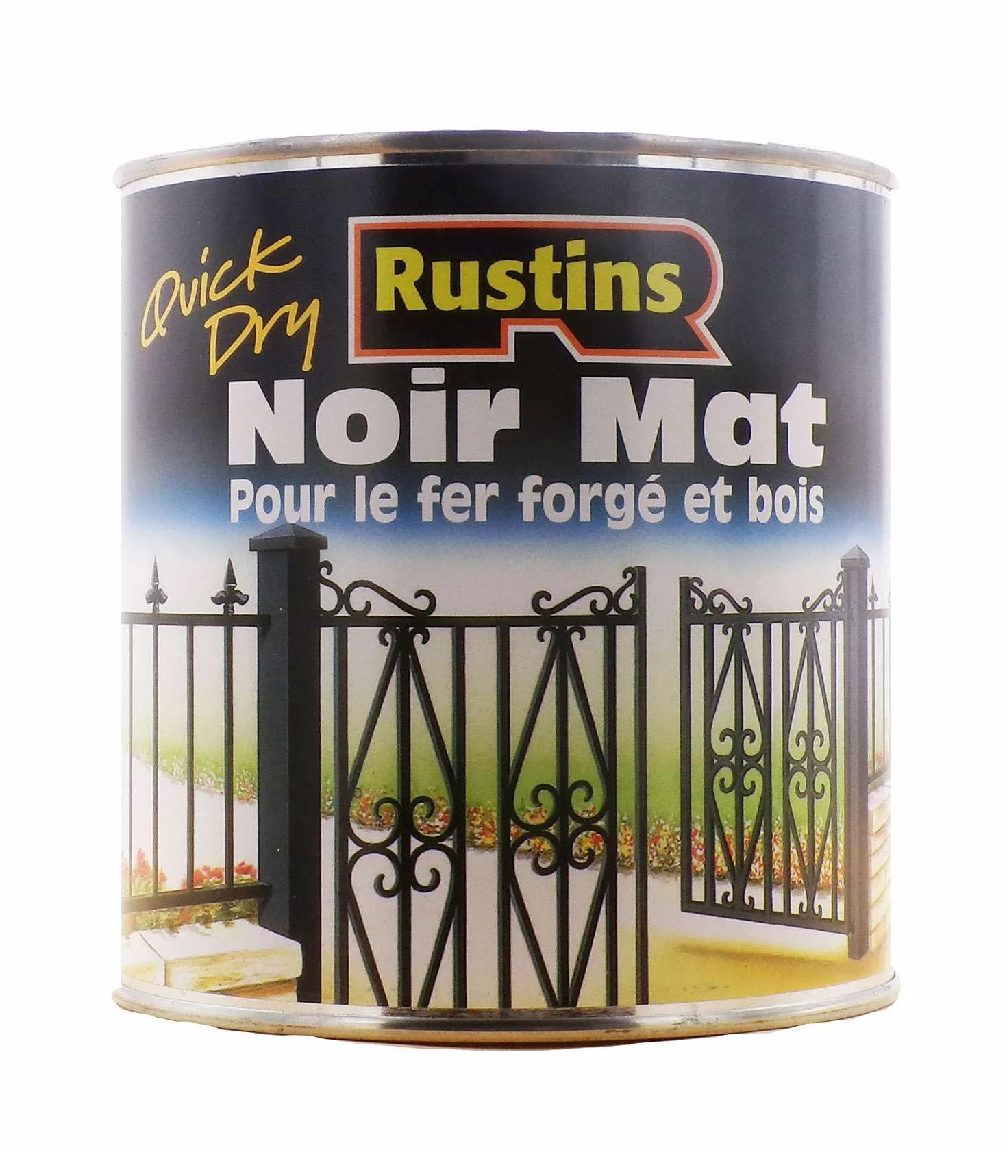Rustins - Matowa farba do drewna i metalu - na zewnątrz i wewnątrz - Szybkoschnąca - Czarna - 14m²/L - 1 litr - BLAM1000FR