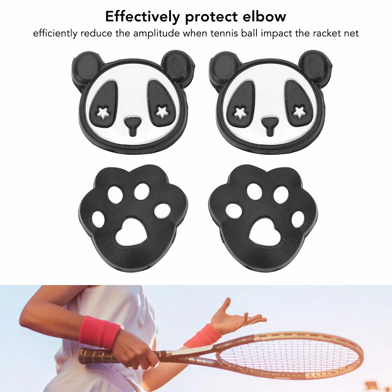 CHICIRIS Rakieta tenisowa, 4 sztuki amortyzatorów rakiety tenisowej z żelu krzemionkowego, słodki wzór, przenośny amortyzator wibracji, akcesoria sportowe