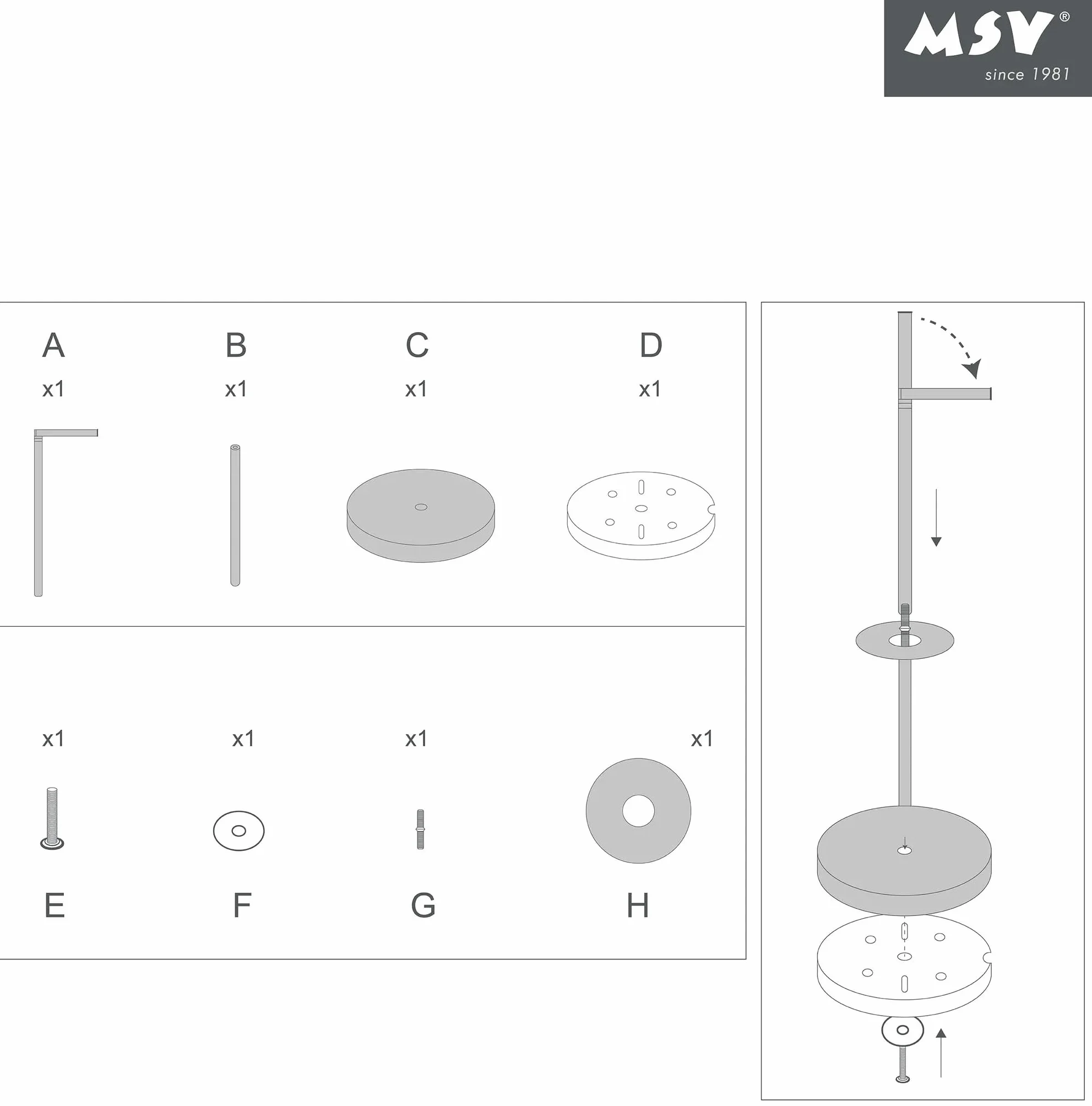 MSV uchwyt na papier toaletowy, stojący, szer. x x wys. x gł.: 15 x 60 x 15 cm, wolnostojący uchwyt na rolki papierowe o wyglądzie ze stali nierdzewnej, elegancki uchwyt na rolki toaletowe, jako