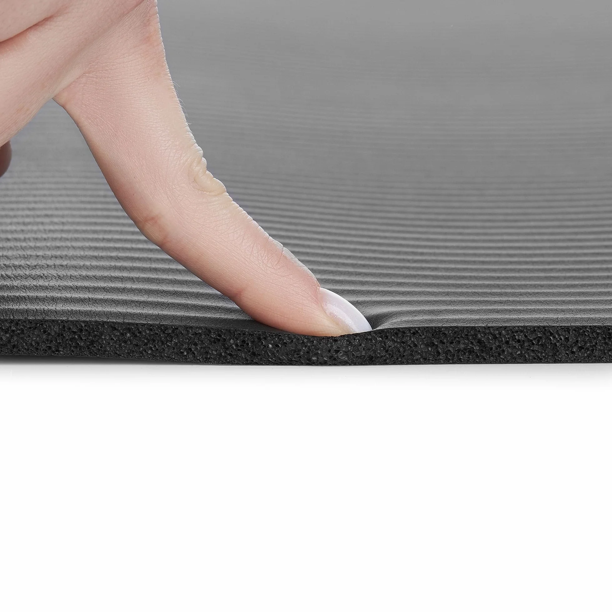 HyperMotion Mata do Ćwiczeń Fitness i Jogi NBR 183x61x0,8 cm Czarna, Antypoślizgowa, 8 mm, z Paskiem do Ćwiczeń i Przenoszenia, do Jogi, Pilatesu i Stretchingu