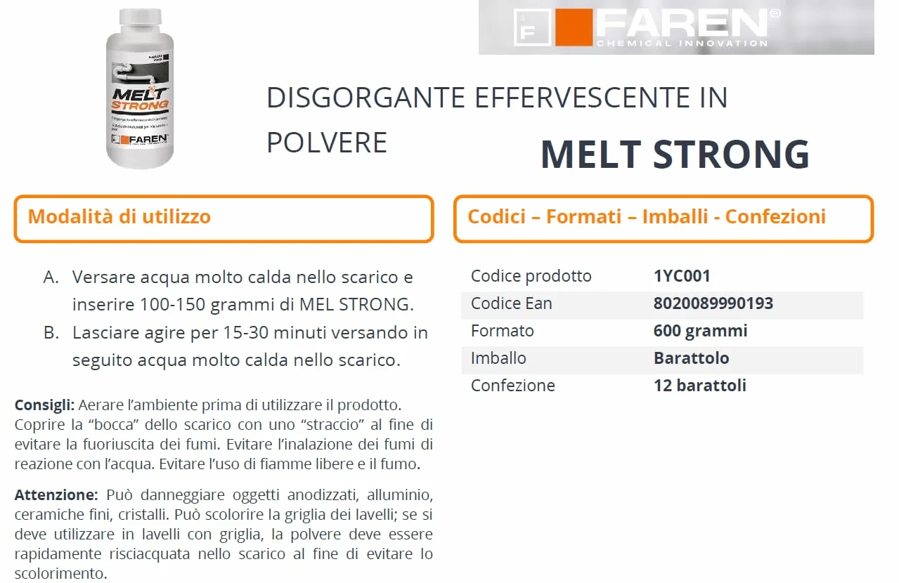 Faren MELT STRONG, skuteczny środek do usuwania granulatu, czyszczenie toalety, eliminuje nieprzyjemny zapach, 600 g
