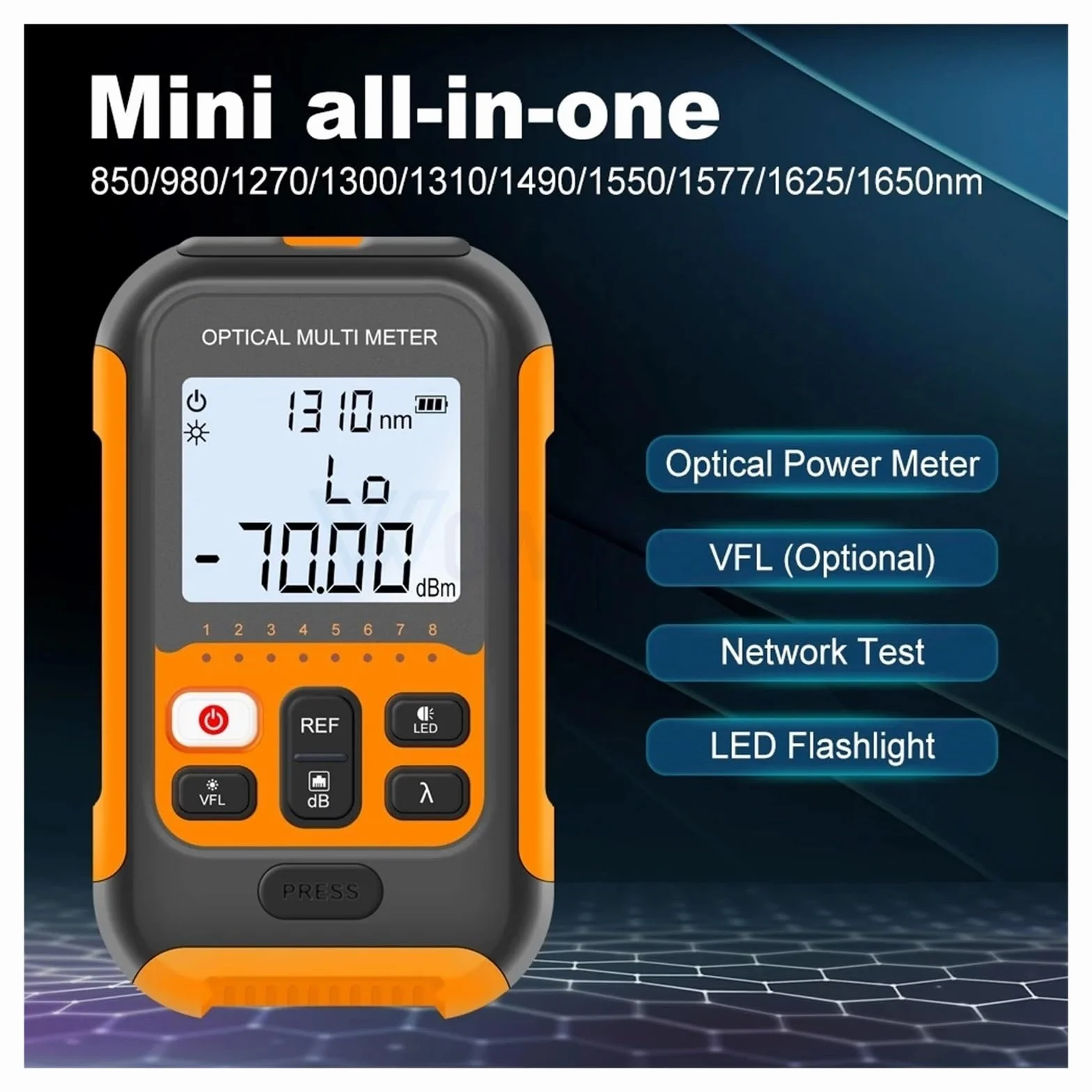 Dostosowany Mini Miernik Mocy Optycznej 4 W 1, Wizualny Lokalizator Uszkodzeń, Tester Kabli Sieciowych, Światło LED OPM VFL 10/20/30/50MW Profesjonalne narzędzie dla elektryków(30MW)