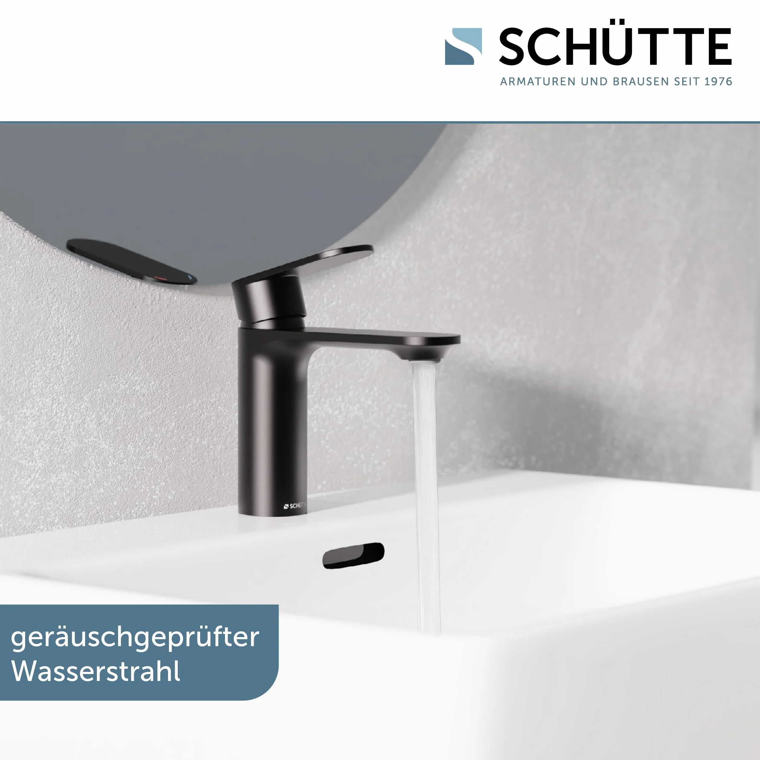SCHÜTTE MONTANA 32316 bateria umywalkowa łazienkowa z zestawem odpływowym, jednouchwytowa bateria łazienkowa z korkiem odpływowym, bateria mieszakowa, umywalka, czarna
