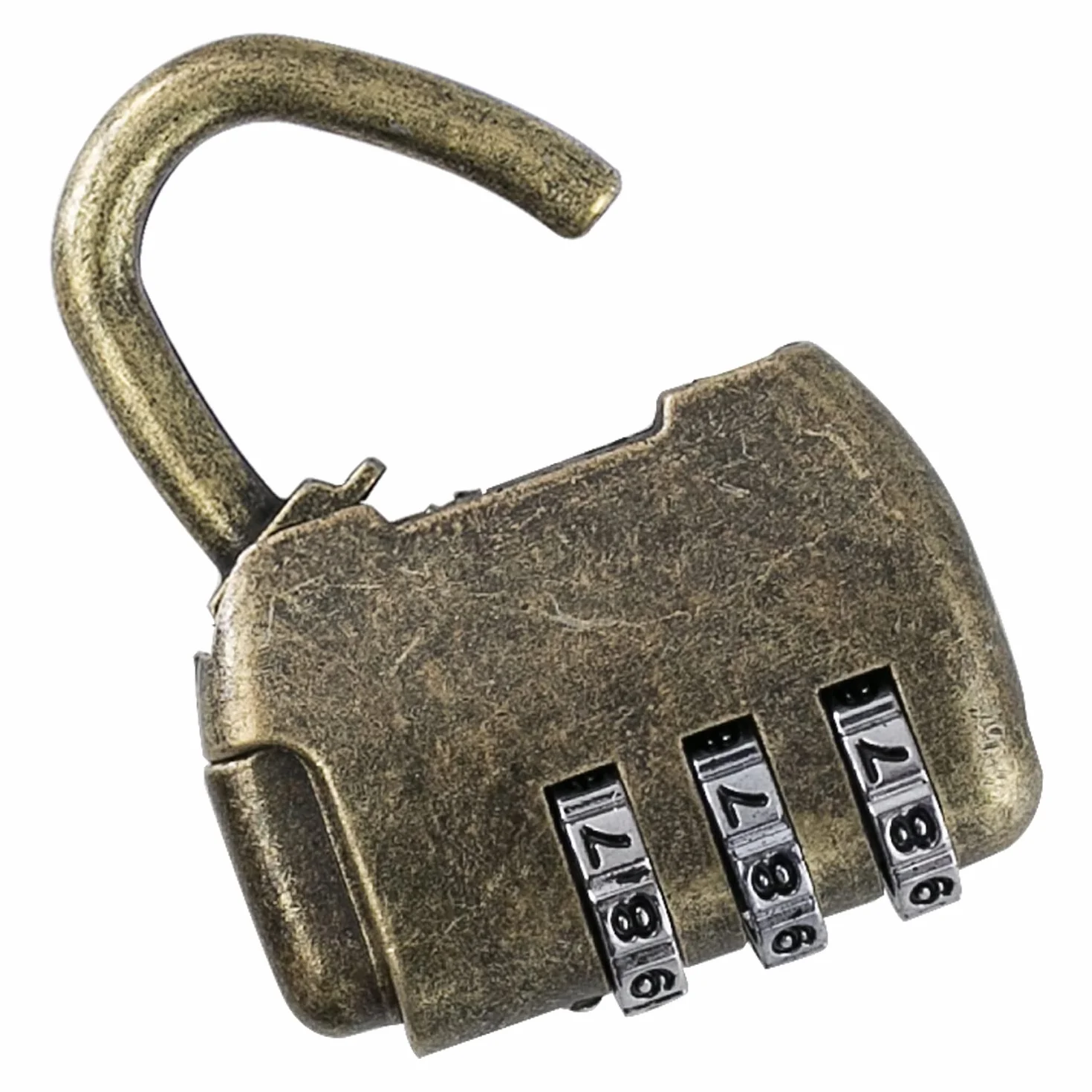 HMF Dekoracyjny zamek szyfrowy w stylu vintage | 3-cyfrowy | 4,3 x 3,5 x 1,2 cm | Złoty