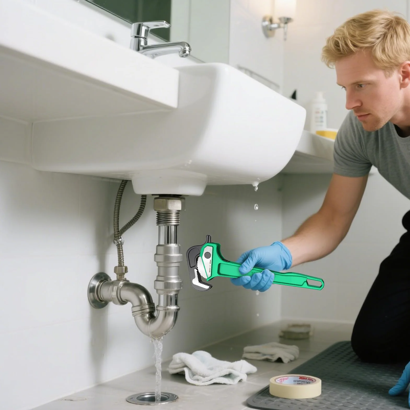 Klucz Rurowy dla Hydraulików Wytrzymałe Regulowane Szczypce Do | Wielofunkcyjny Klucz Hydrauliczny Do Wanny Prysznica Toalety Zaworu Pompy Węża I Odpływu