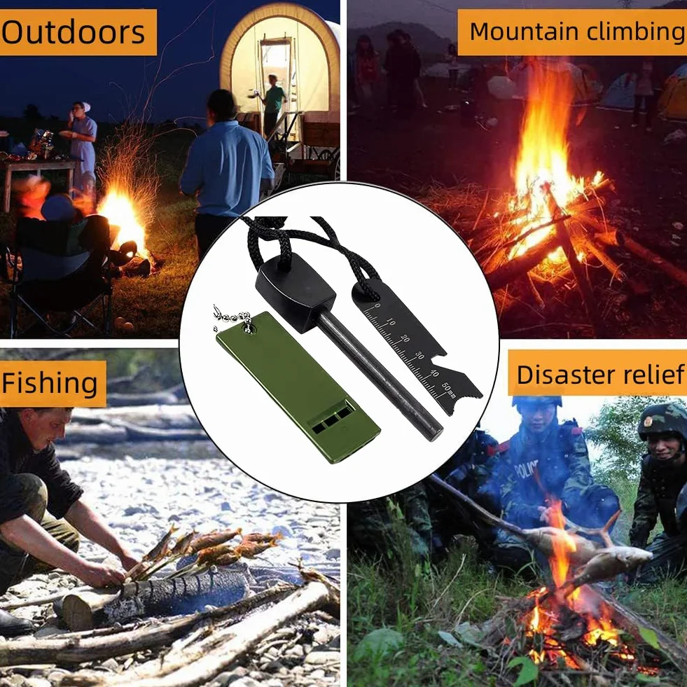 Zapalniczka Kamień Stalowa Zapalniczka Przetrwanie Zawiera Skrobak Wielonarzędzowy i gwizdek 2000 Iskrzy do Turystyki Kempingowej I Bushcraft
