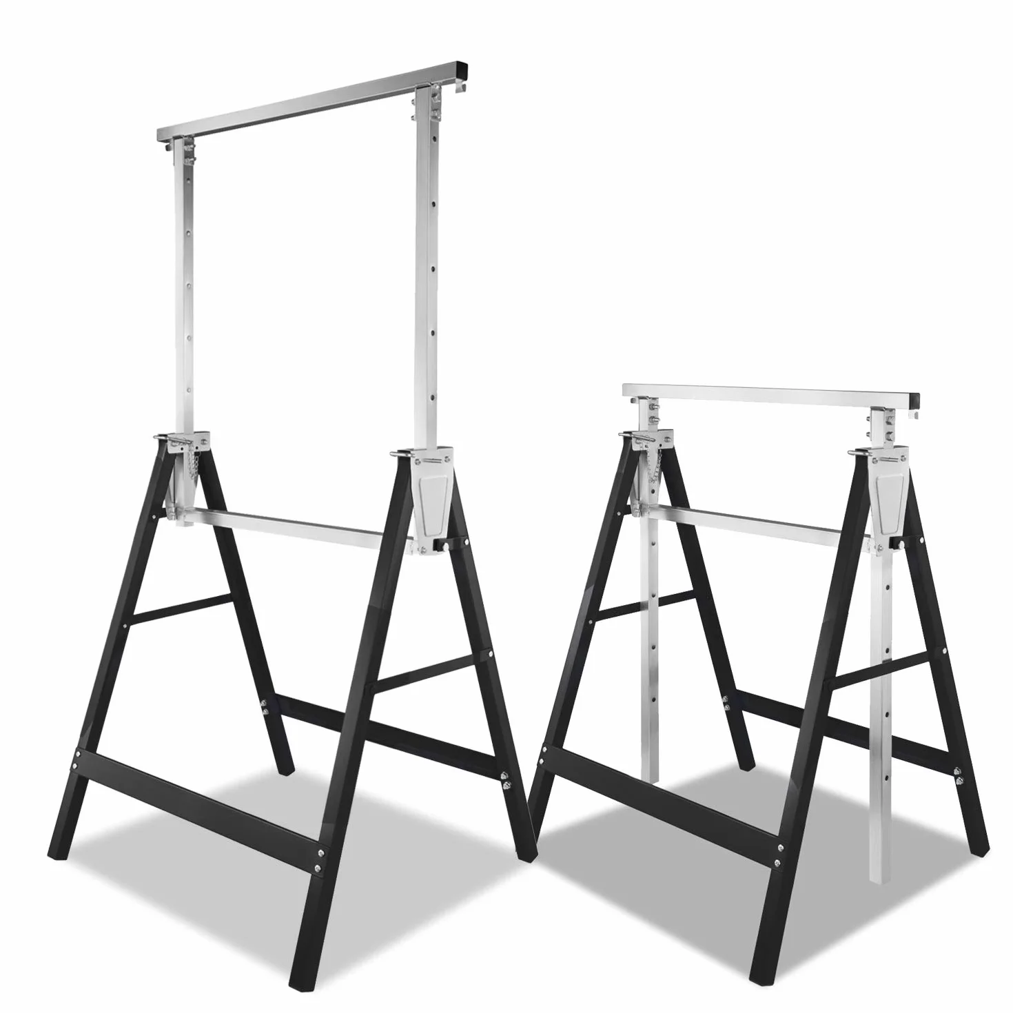 Składany metalowy kozioł do rusztowania 200 kg 7-stopniowa regulacja wysokości 81-130 cm czarny