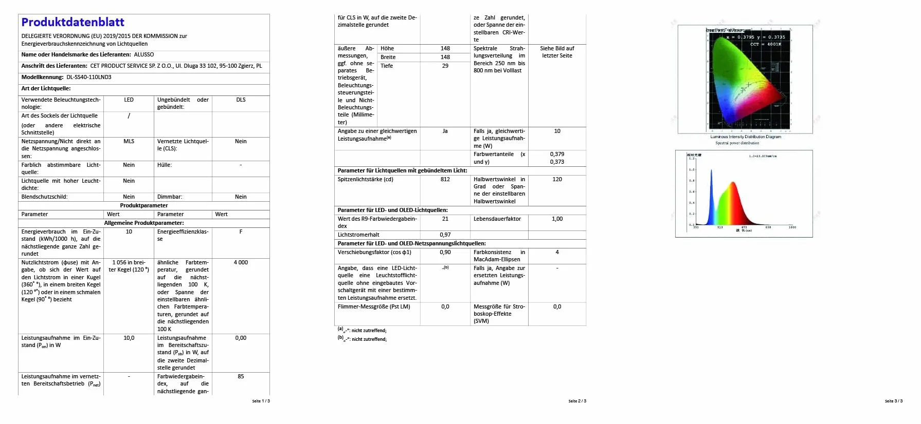 ALUSSO reflektory LED wpuszczane 10W 230V 700lm 3000K IP44 płaskie