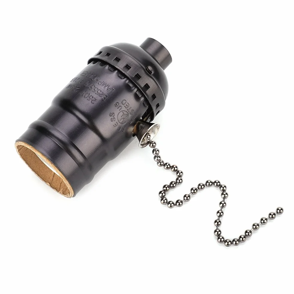 VIFER Oprawa E27 w stylu vintage, uchwyt, adapter z łańcuchem, oprawka sufitowa, cokół na ścianę, stół, lampa, akcesoria DIY