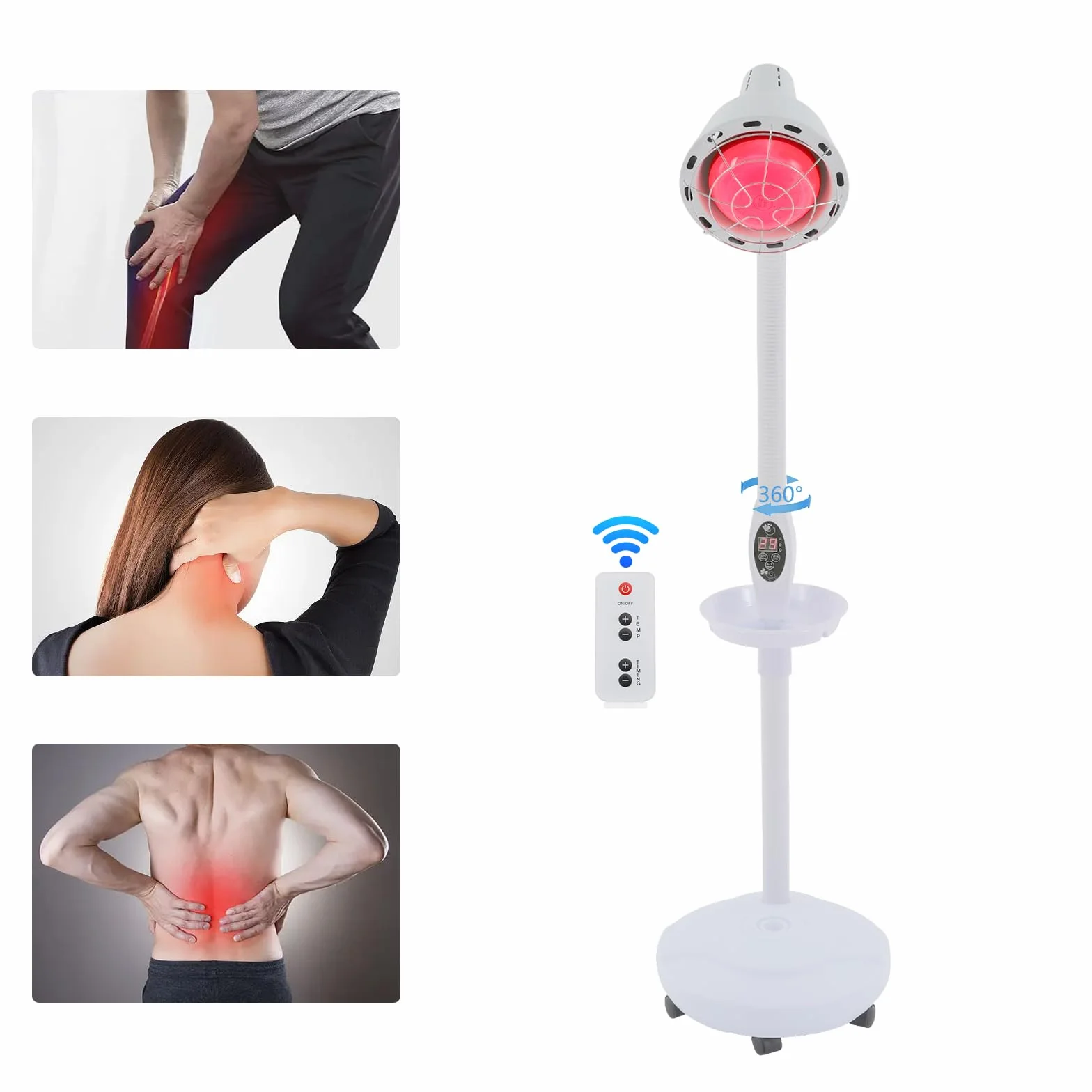 Lampa grzewcza na podczerwień na podczerwień, lampa grzewcza do terapii bólu, do domu, kliniki i salonu, regulowana, 275 W, z pilotem zdalnego sterowania, do bólu mięśni i stawów