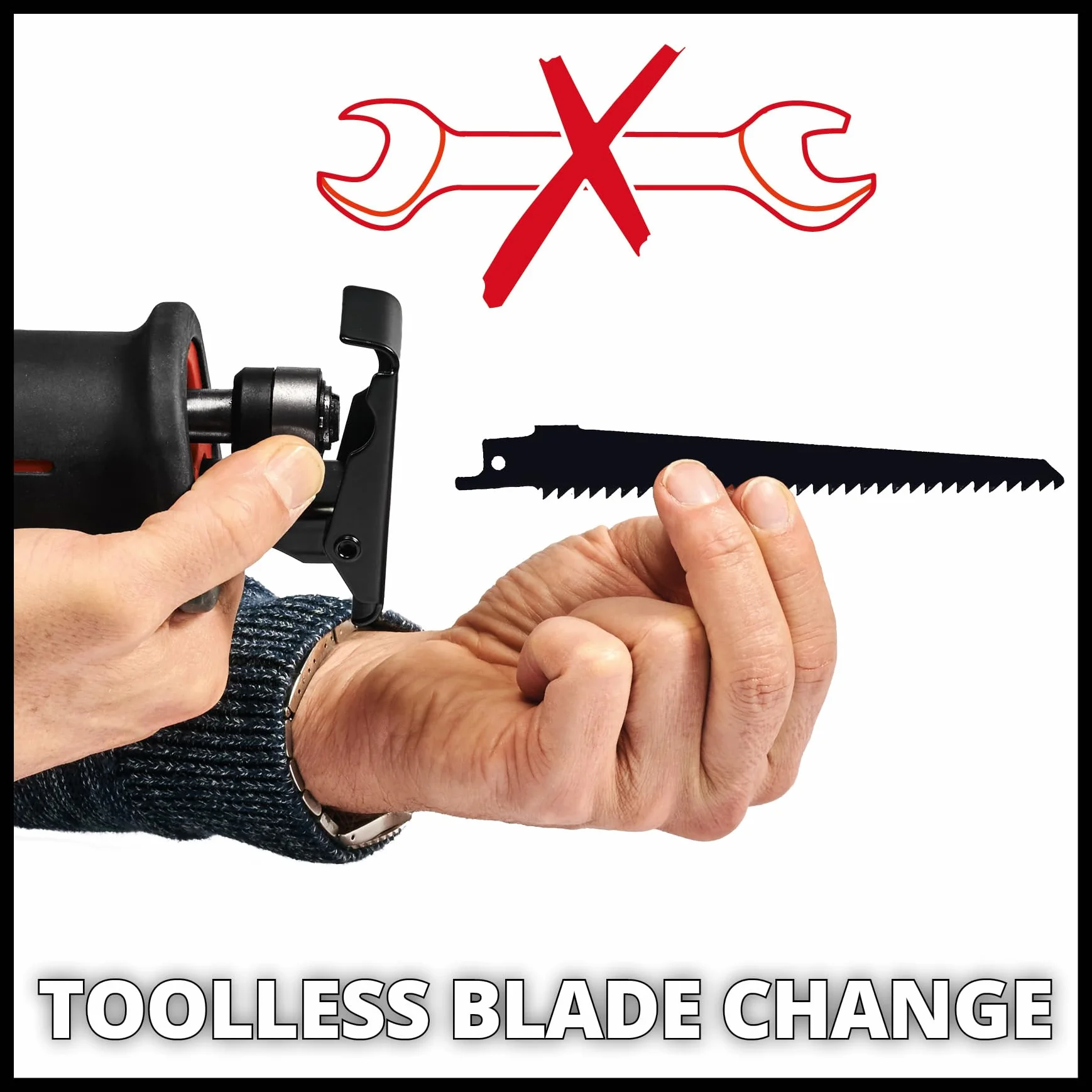Einhell Akumulatorowa piła szablasta TE-AP 18 Li Solo Power X-Change (litowo-jonowa, 18 V, beznarzędziowa wymiana brzeszczotu, maks. 100 mm w drewnie, bez akumulatora i ładowarki)