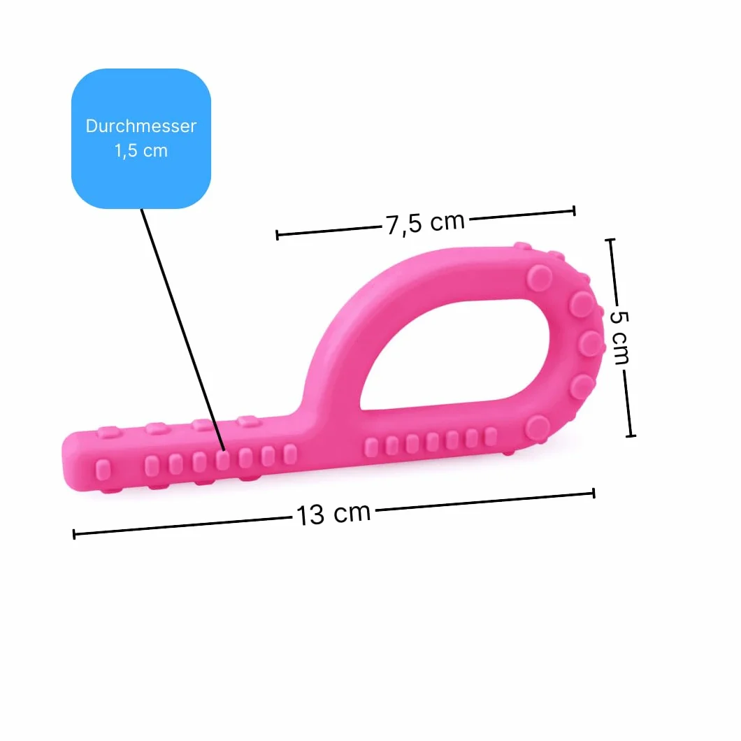 ARK® Grabber Standard gładki lub teksturowany, z łatwą obsługą dla dzieci dzięki kształtowi pętli, w zestawie instrukcja pielęgnacji ATC – motoryka szczęki, gryzienie, gryzienie, ząbkowanie (średni –