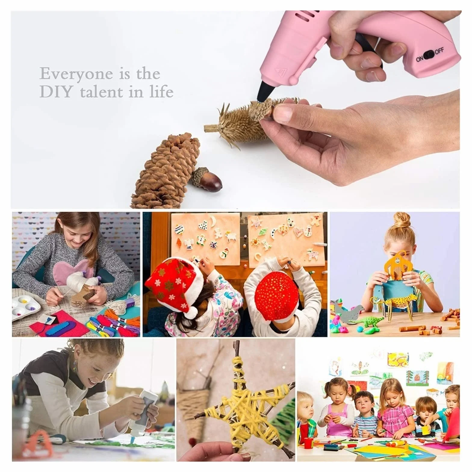 Bezprzewodowy Pistolet Do Klejenia Na Gorąco Dziecko Rękodzieło Domowe DIY Naprawa Użyj 7mm Klej W Sztyfcie Bezprzewodowy Pistolet Do Kleju 3.6V 60 Min Czas Użytkowania(SET-3)