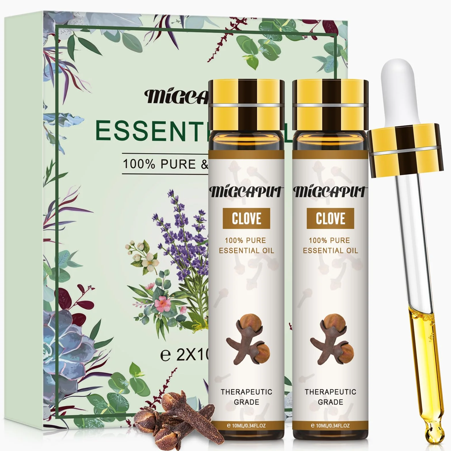 Zestaw Olejków Eterycznych Goździkowych 2 x 10ML, 100% Czysty Naturalny Olejek Goździkowy Klasy Terapeutycznej