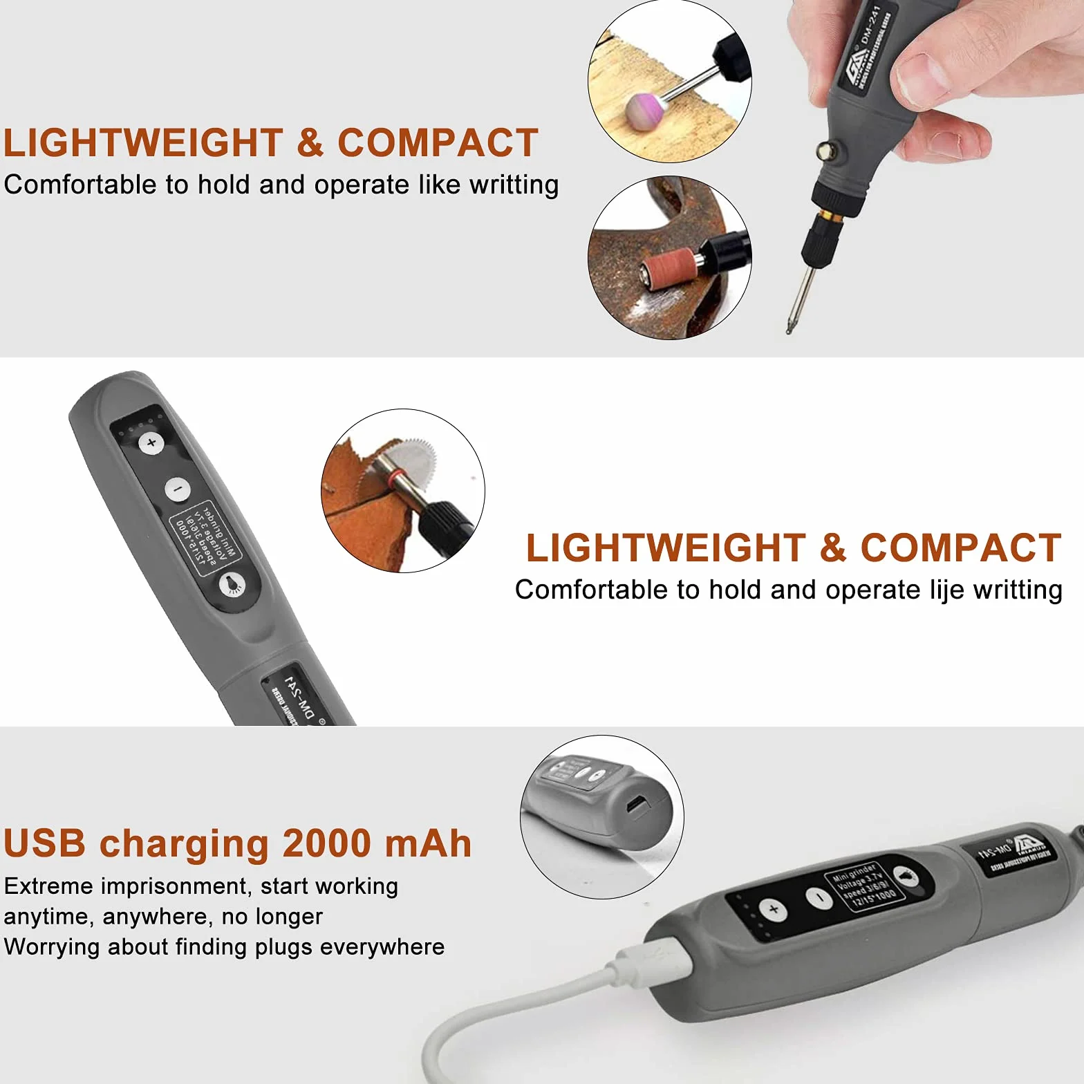 Bezprzewodowa mini wiertarka USB zmienna prędkość zestaw narzędzi DIY
