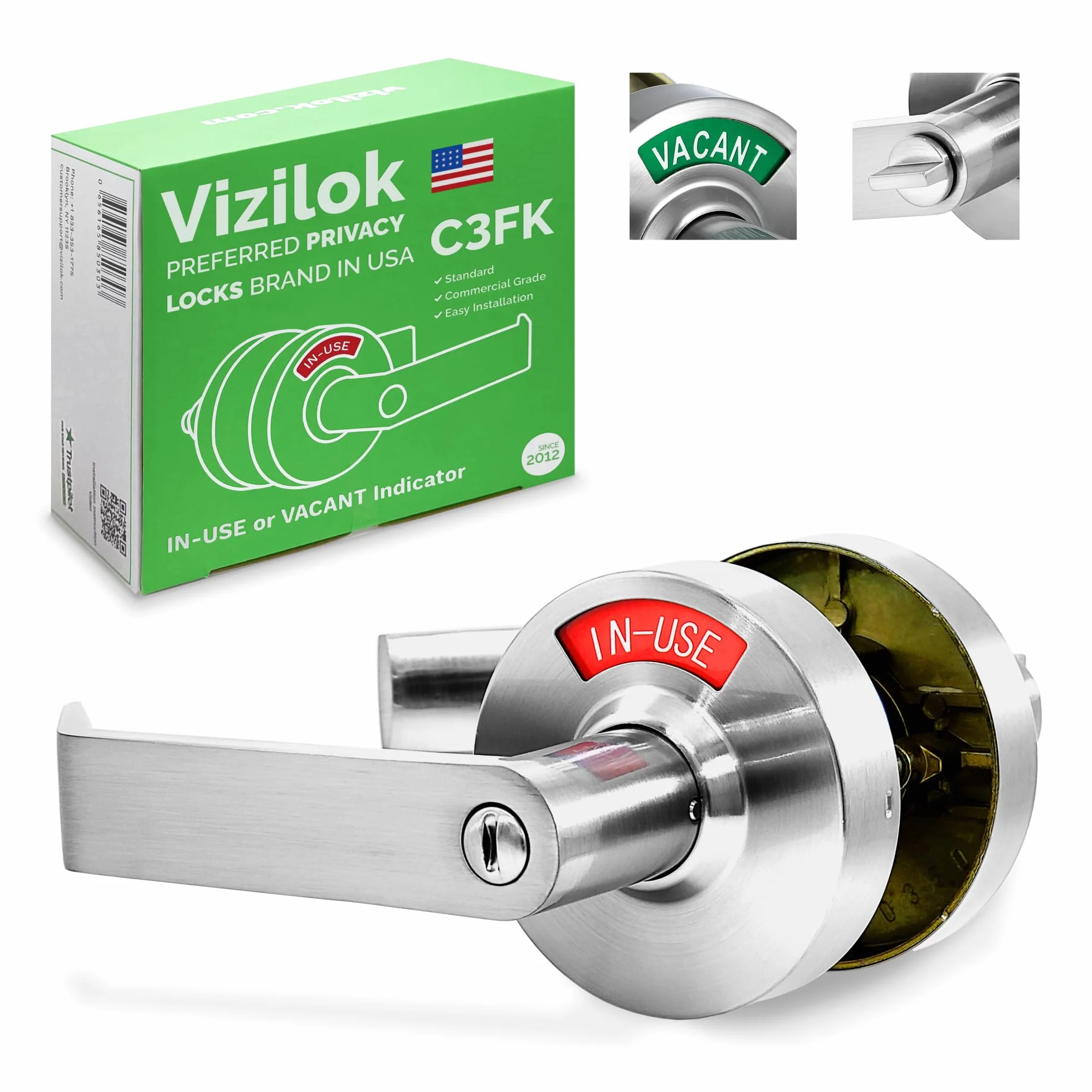 Vizilok Blokada prywatności ze wskaźnikiem używanym lub pustego (szczotkowany chrom)