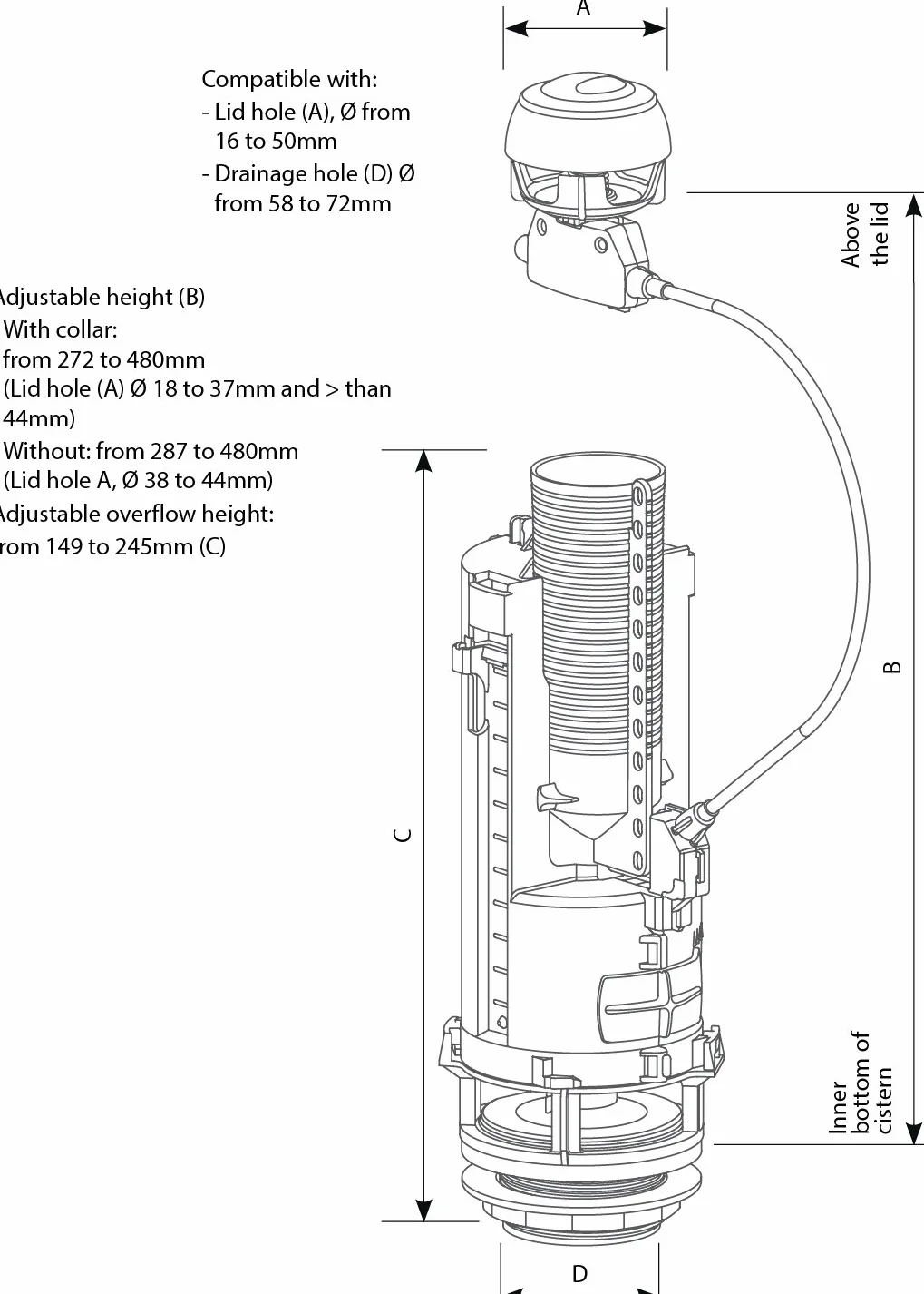 Siamp 32500007 Optima 50 mechanizm płukania, biały