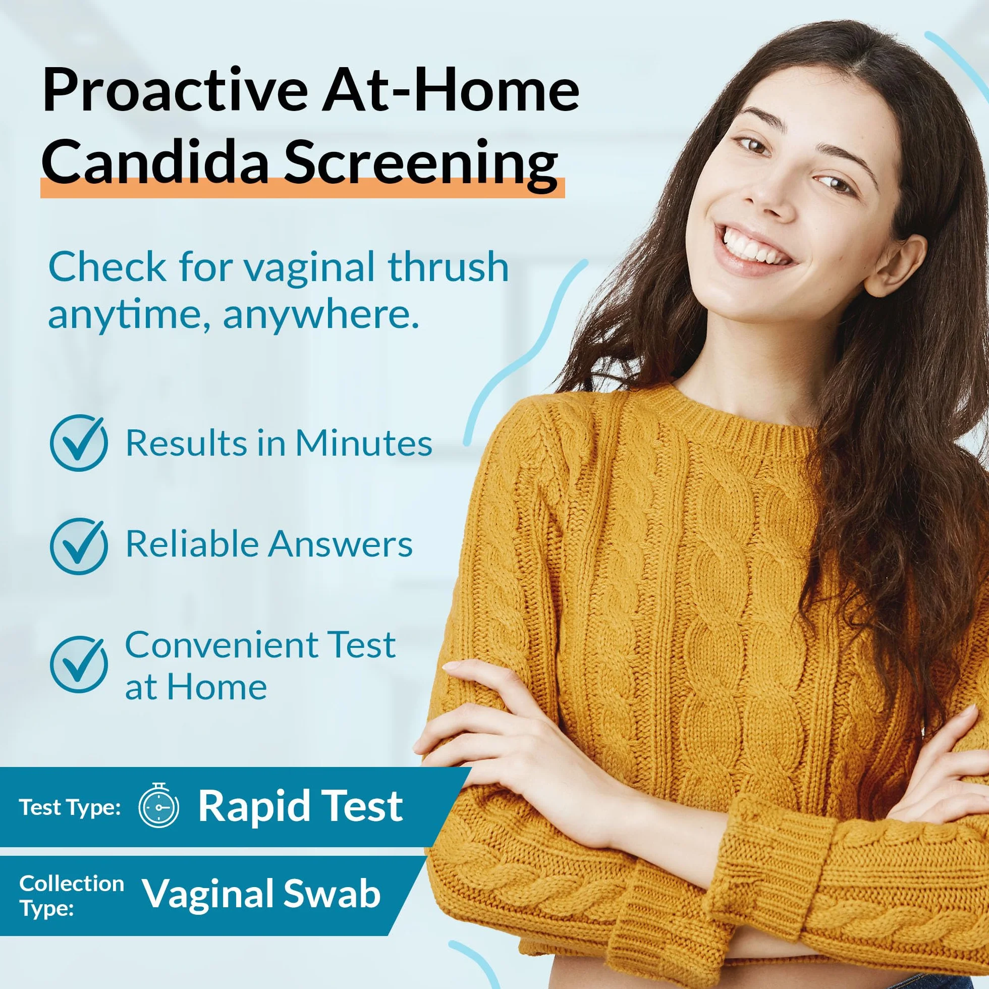 GetTested Zestaw testowy At-Home Candida – zestaw do szybkiego testowania pleśniawki dla kobiet, samotest wymazu z pochwy Candida Albicans, szybkie i dokładne wyniki