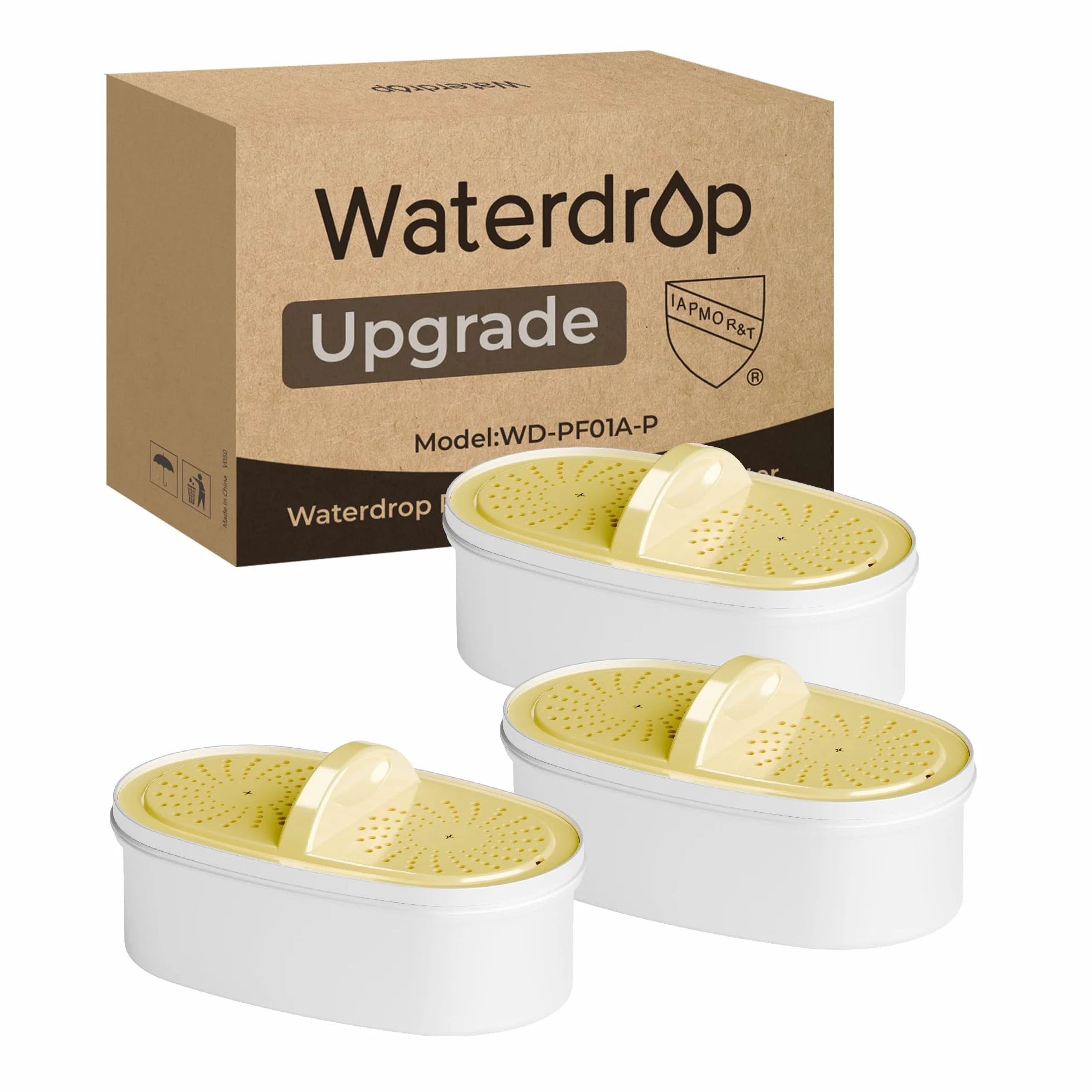 [Oryginalne] Wkłady filtrujące do wody Waterdrop WD-PF01A-P wymienne filtry do wszystkich dzbanków Waterdrop i systemu filtracji dozownika, certyfikat NSF 53, 42 i 372, redukują chlor, kadm, miedź