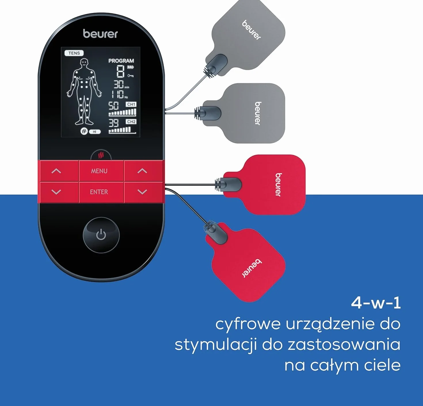 Beurer EM 59 Heat Cyfrowe urządzenie TENS/EMS 4 w 1 do stymulacji prądem