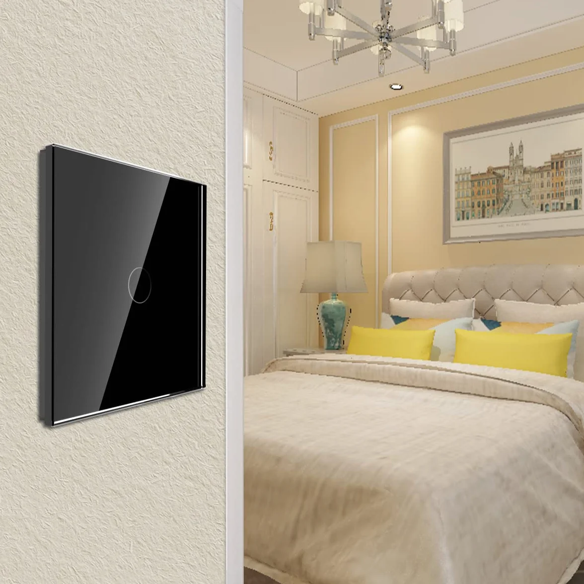 JIMEIDA Smart Touch włącznik światła, biały panel szklany 600 W, inteligentny włącznik światła do Alexa, Google Home, 1 bieg ze statusem LED, wymagany przewód neutralny