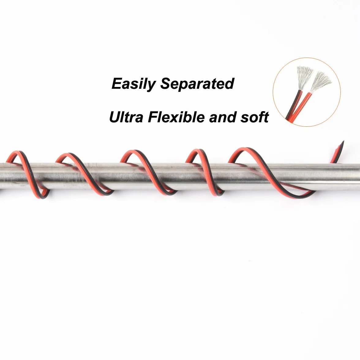 16 awg Silicone Electrical Wire 2 Conductor Parallel Wire line 60ft [Black 30ft Red 30ft] 16 Gauge Soft and Flexible Hook Up Oxygen Free Strands Tinned Copper Wire